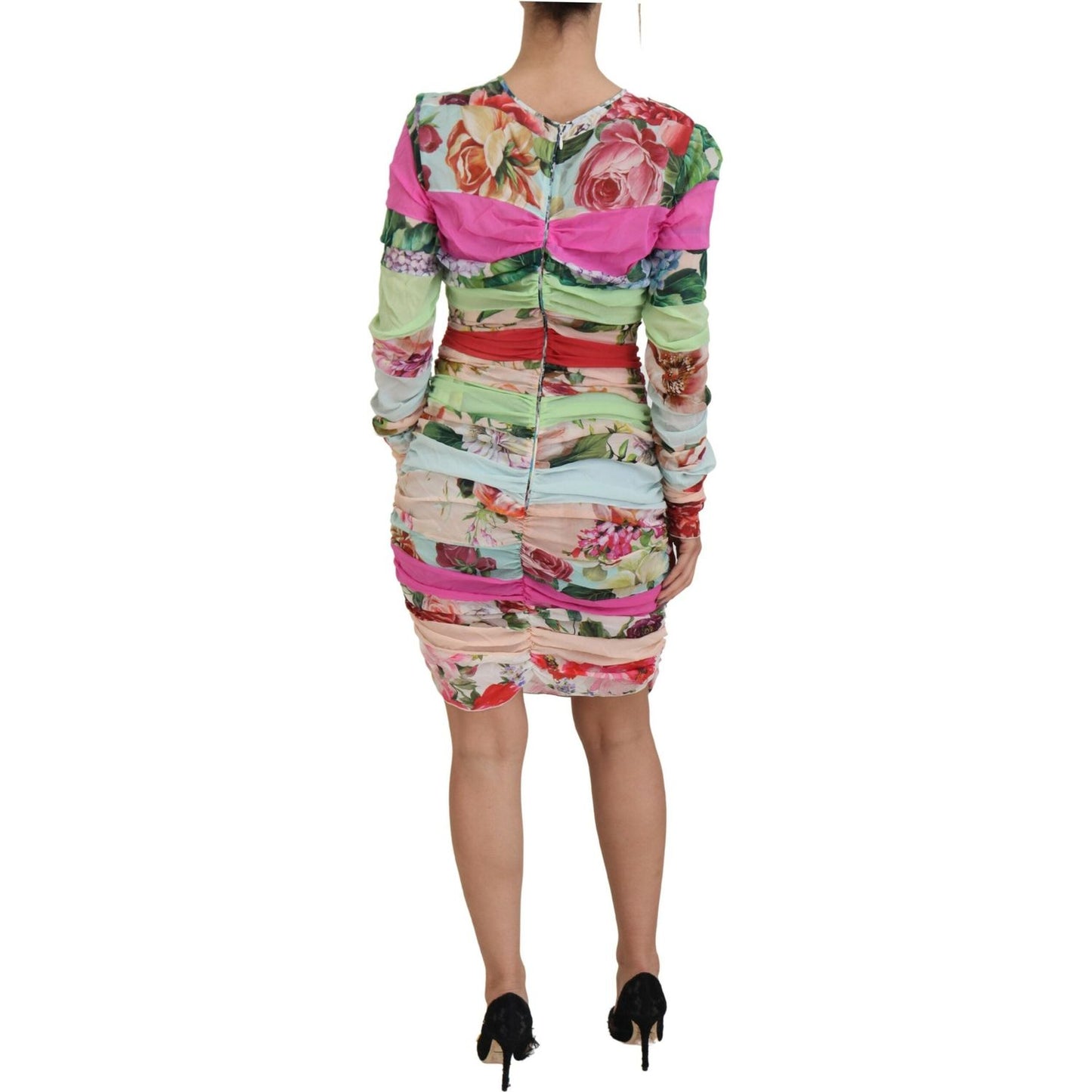 Dolce & Gabbana Floral Sheath Bodycon Silk Dress Dolce & Gabbana Rosy Brown