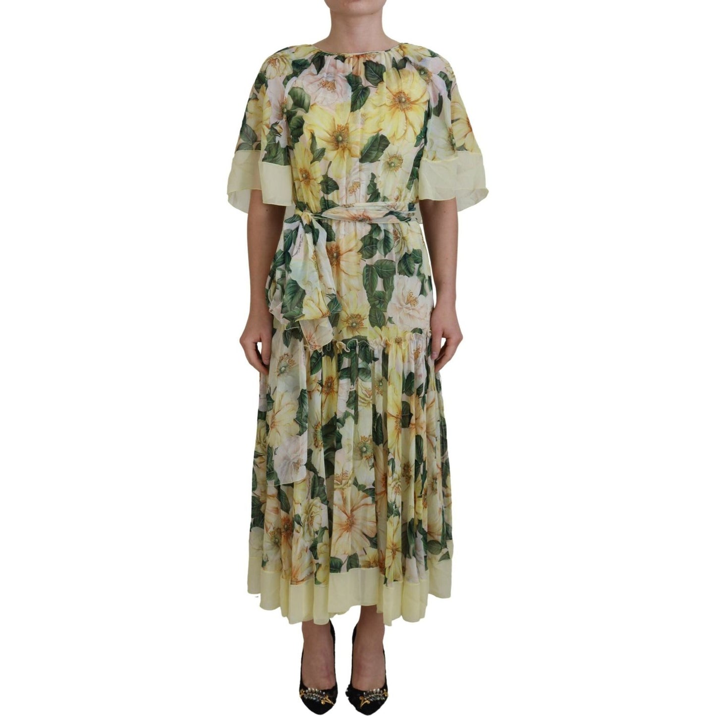 Dolce & Gabbana Elegant Silk Floral Maxi Dress Dolce & Gabbana Rosy Brown