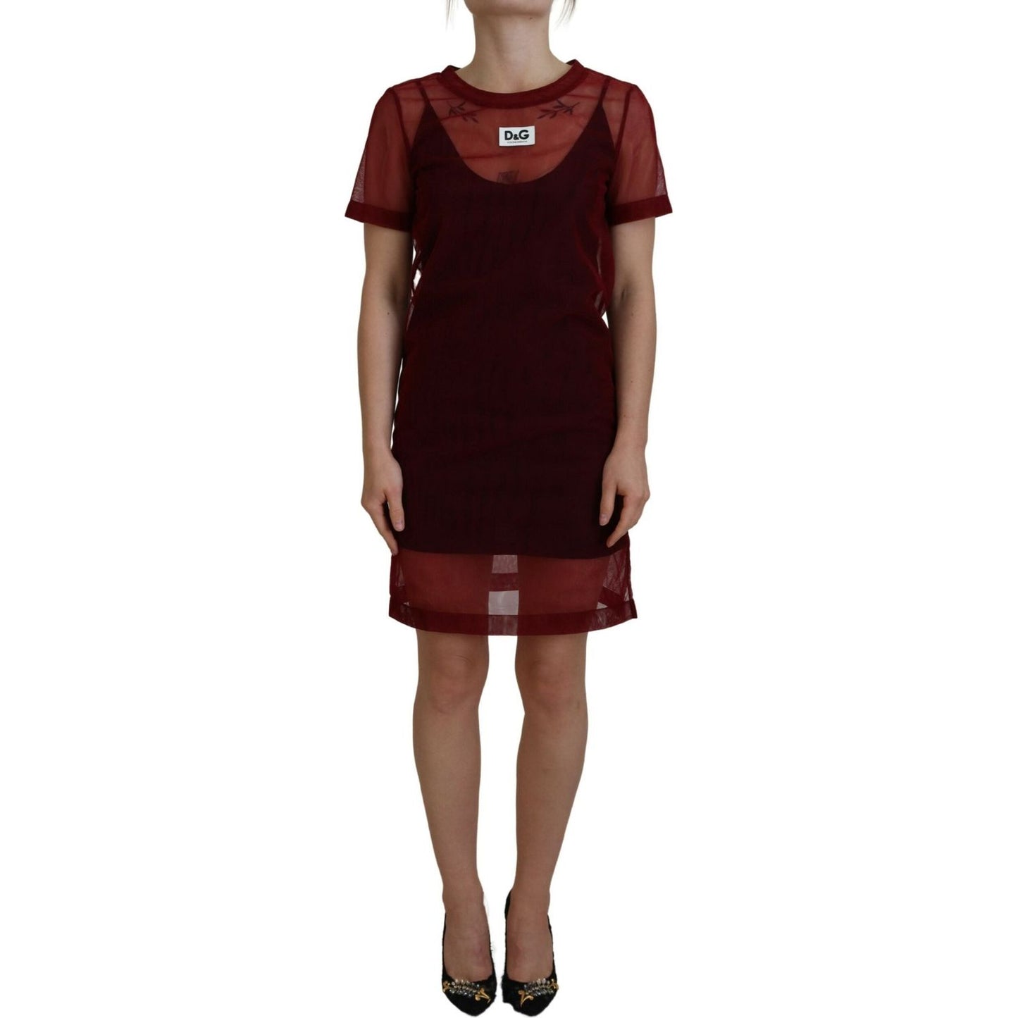 Dolce & Gabbana Maroon Mini Shift Dress - Italian Elegance Dolce & Gabbana Black