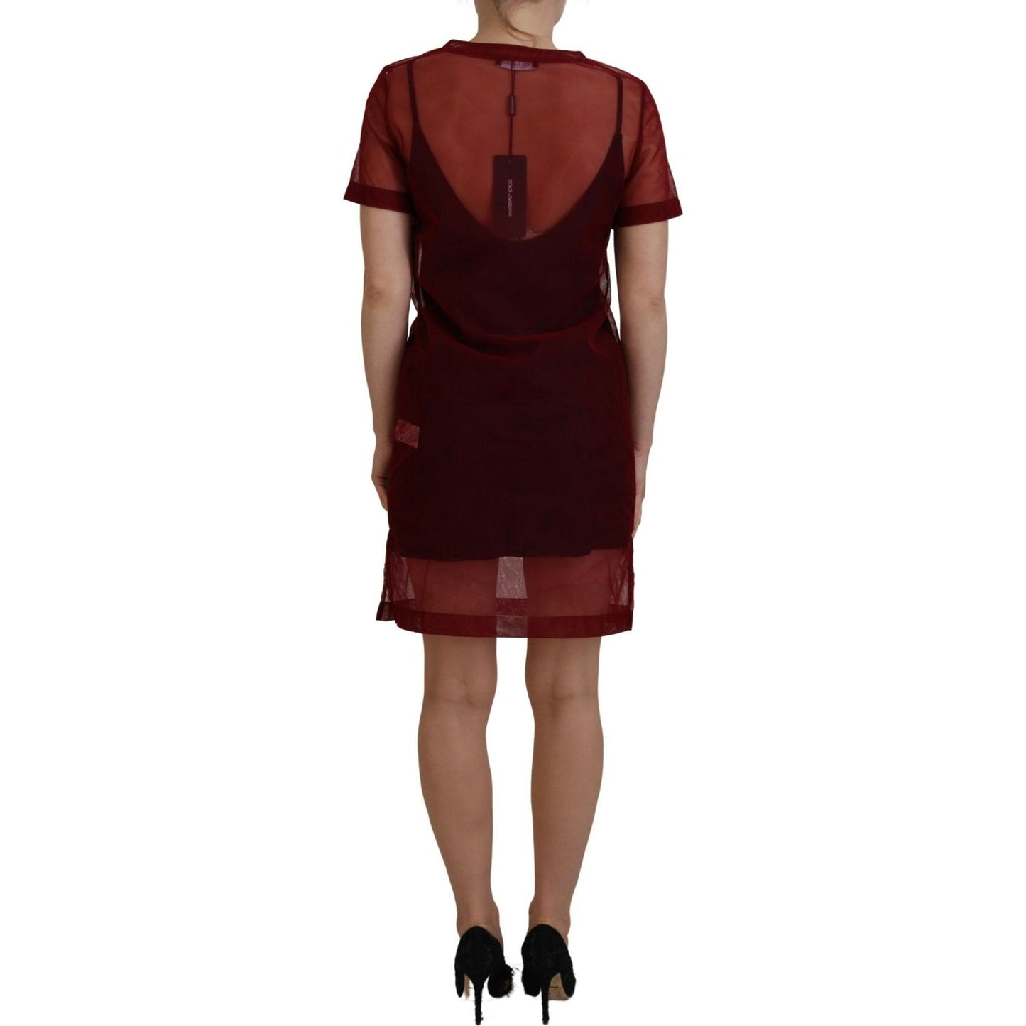 Dolce & Gabbana Maroon Mini Shift Dress - Italian Elegance Dolce & Gabbana Black