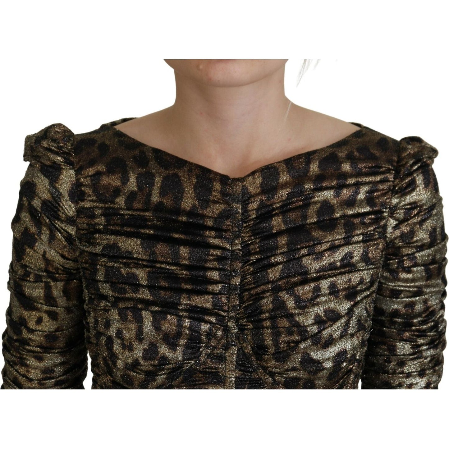 Dolce & Gabbana Elegant Leopard Print Midi Bodycon Dress Dolce & Gabbana Black