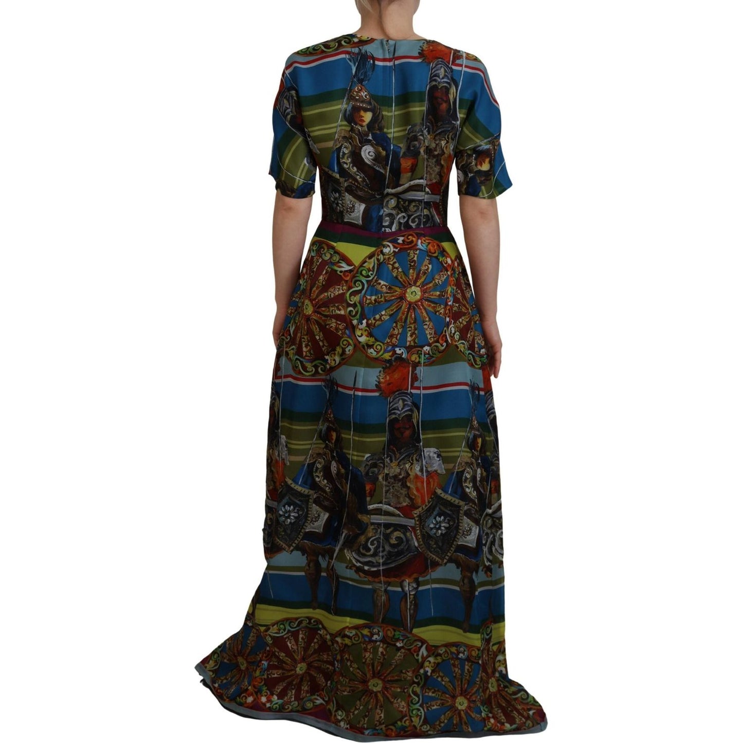 Dolce & Gabbana Sicilian Elegance Long Silk Dress Dolce & Gabbana Dark Slate Gray
