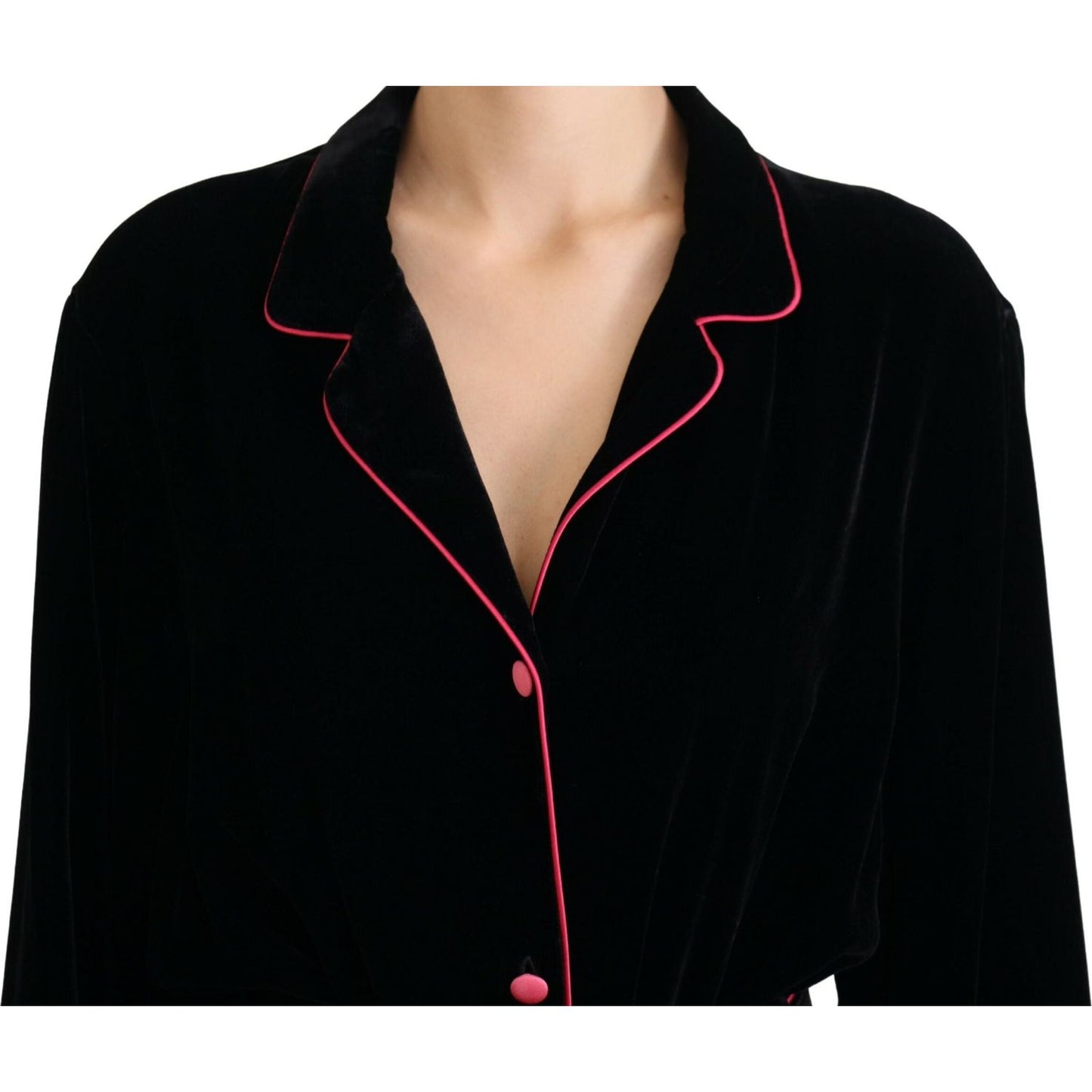 Dolce & Gabbana Elegant Black Silk-Blend Jacket with Waist Belt Dolce & Gabbana Tan
