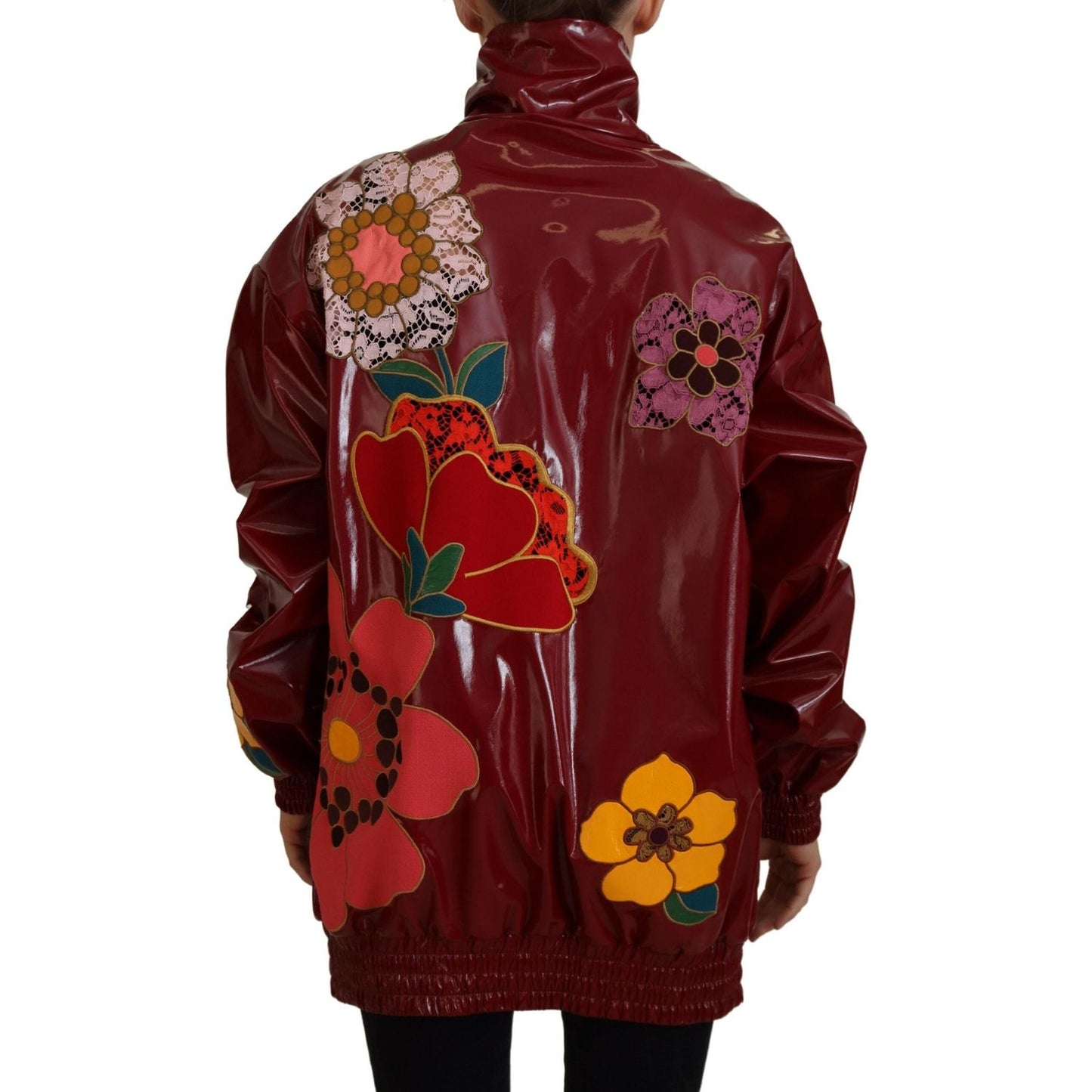 Dolce & Gabbana Maroon Floral Luxe Jacket Dolce & Gabbana Dark Red