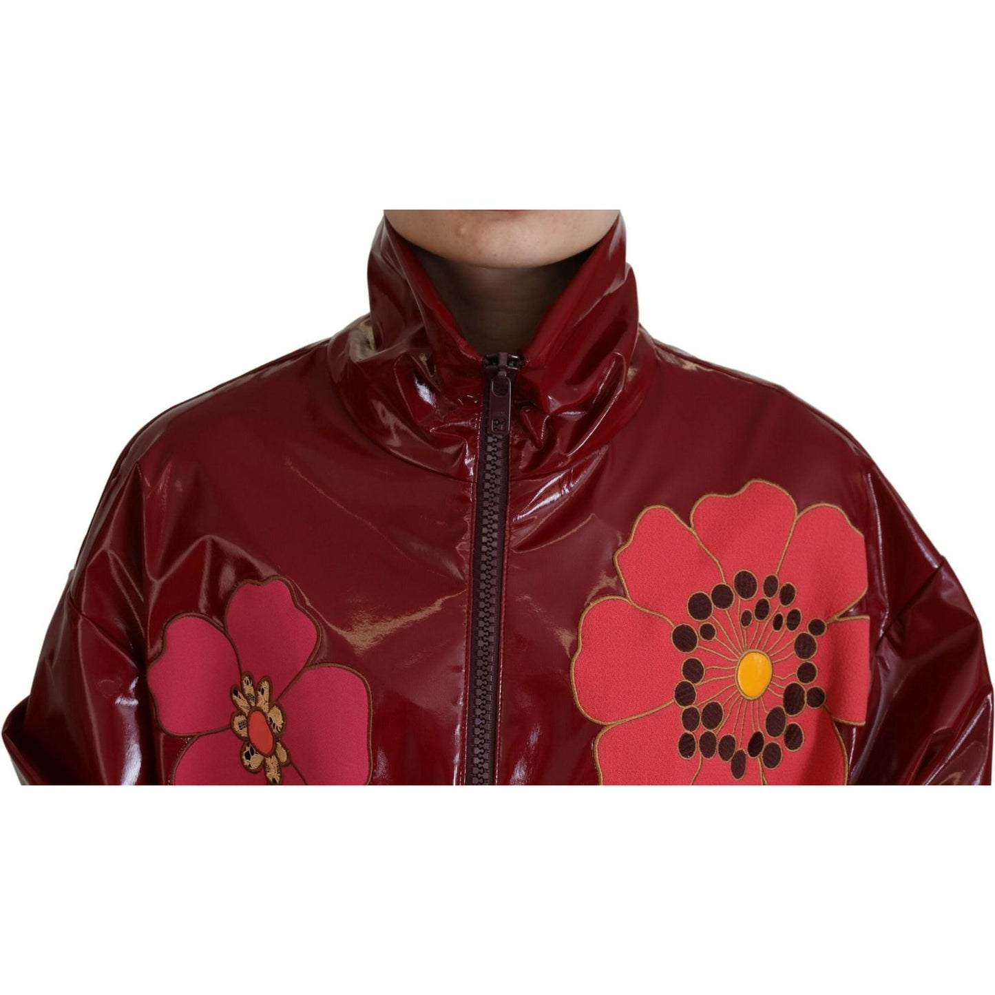 Dolce & Gabbana Maroon Floral Luxe Jacket Dolce & Gabbana Dark Red