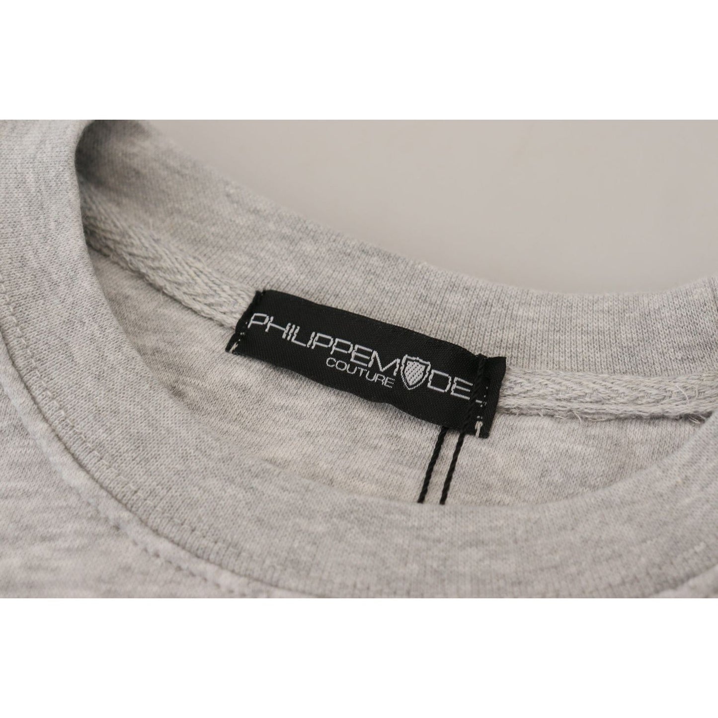 Philippe Model Elegant Gray Printed Cotton Sweater Philippe Model Dark Gray