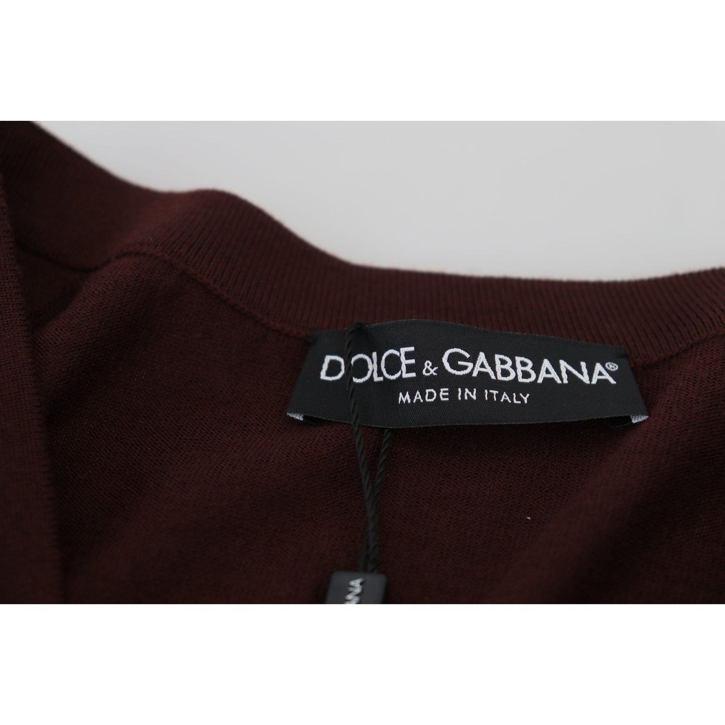 Dolce & Gabbana Chic Maroon V-Neck Wool Cardigan Dolce & Gabbana Light Gray