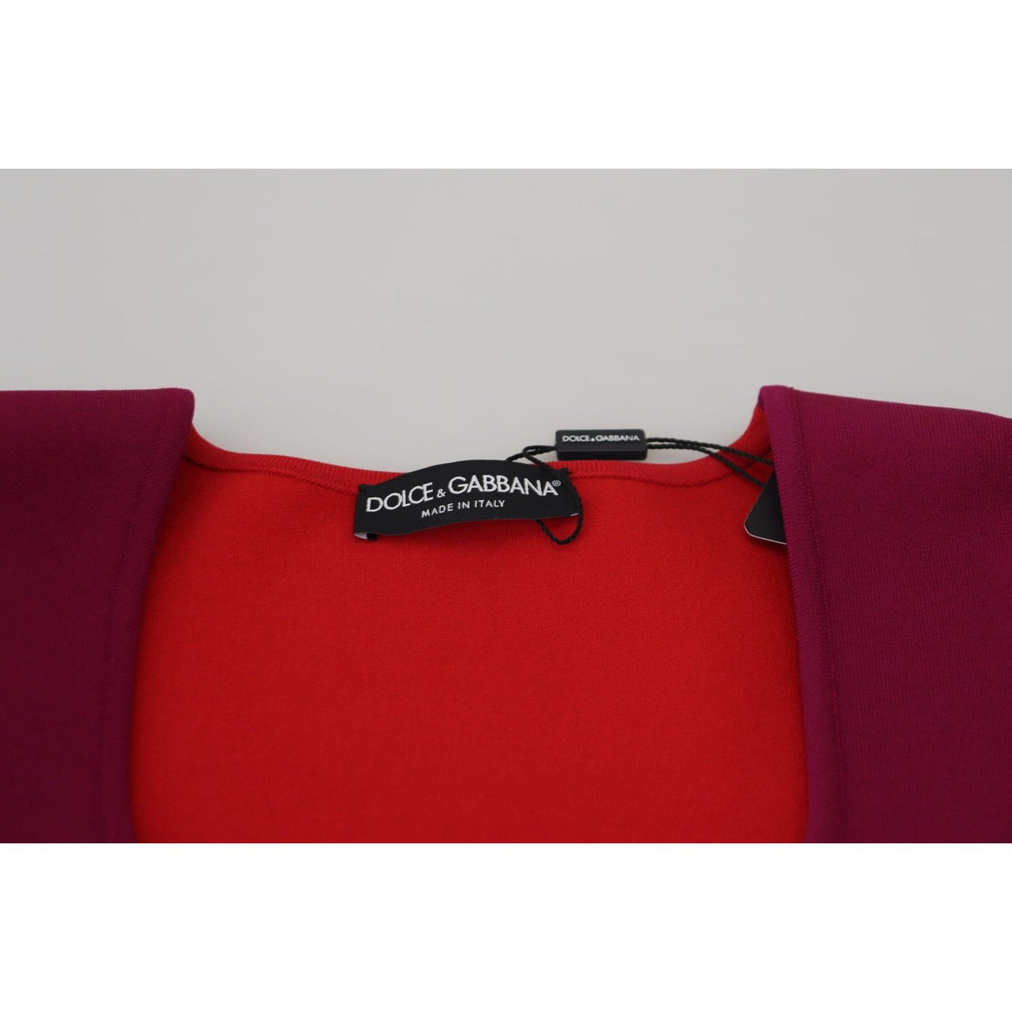 Dolce & Gabbana Multicolor Square Neck Pullover Sweater Dolce & Gabbana Dark Red