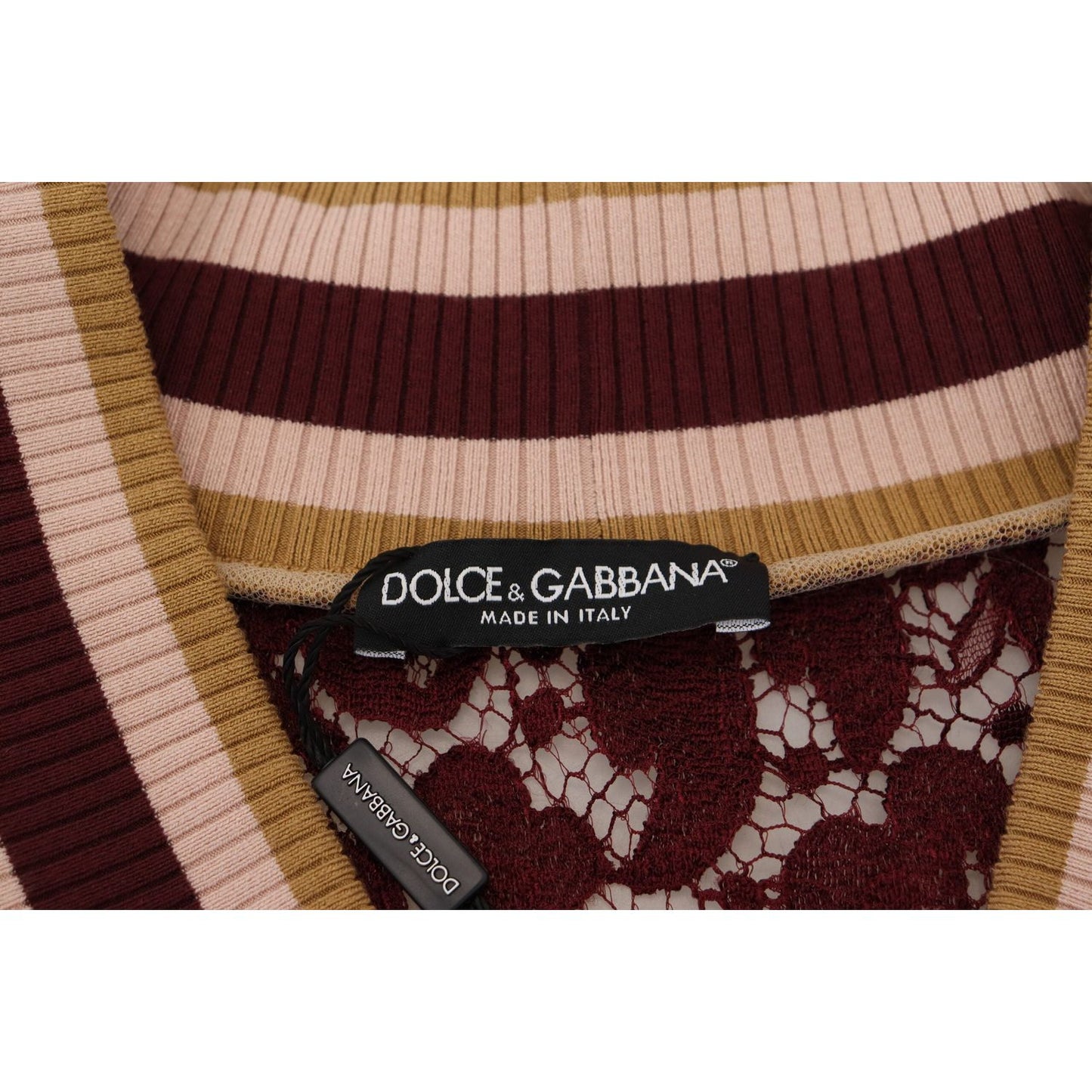 Dolce & Gabbana Multicolor V-Neck Pullover Sweater Dolce & Gabbana Tan