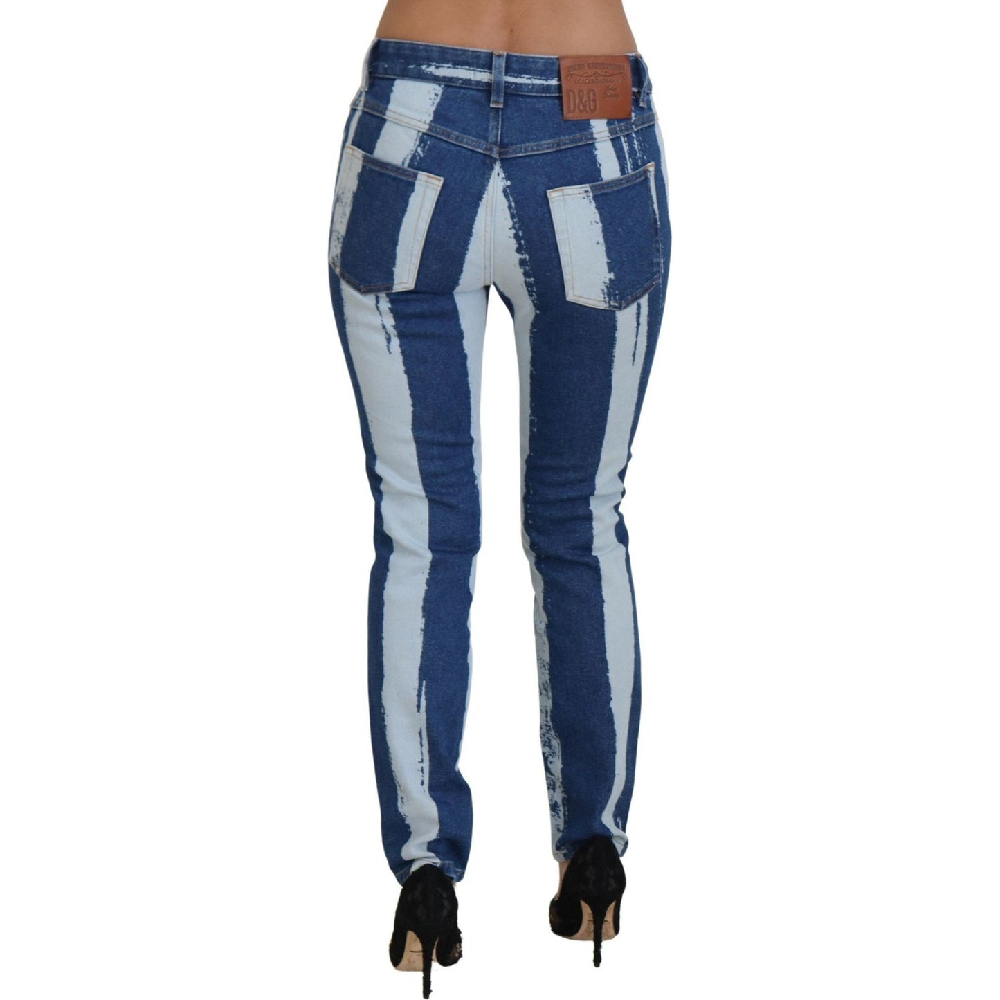 Dolce & Gabbana Sleek Striped Slim Fit Italian Jeans Dolce & Gabbana Dark Slate Gray