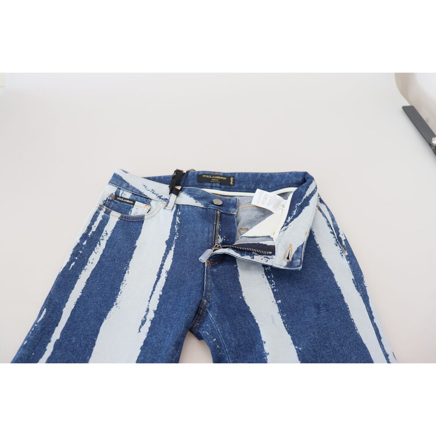 Dolce & Gabbana Sleek Striped Slim Fit Italian Jeans Dolce & Gabbana Dark Slate Blue