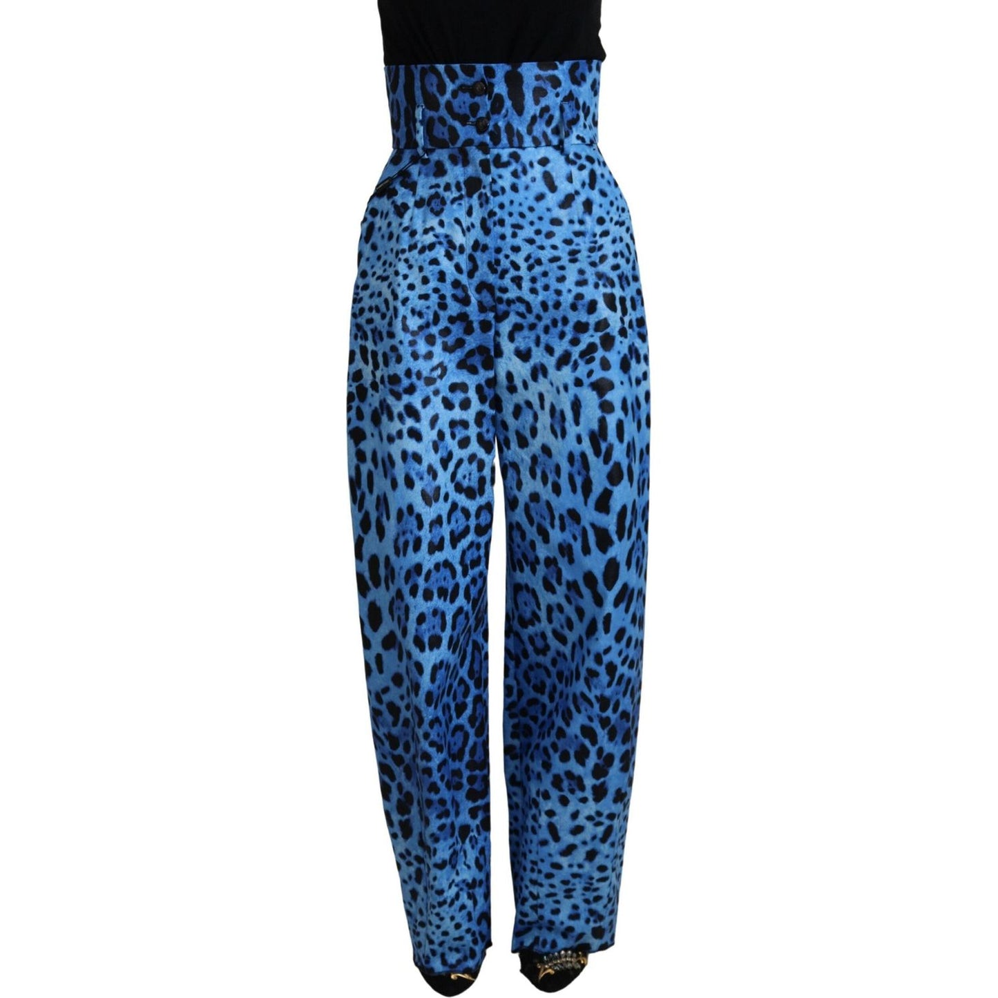 Dolce & Gabbana Elegant High Waist Straight Pants Dolce & Gabbana Dark Slate Gray
