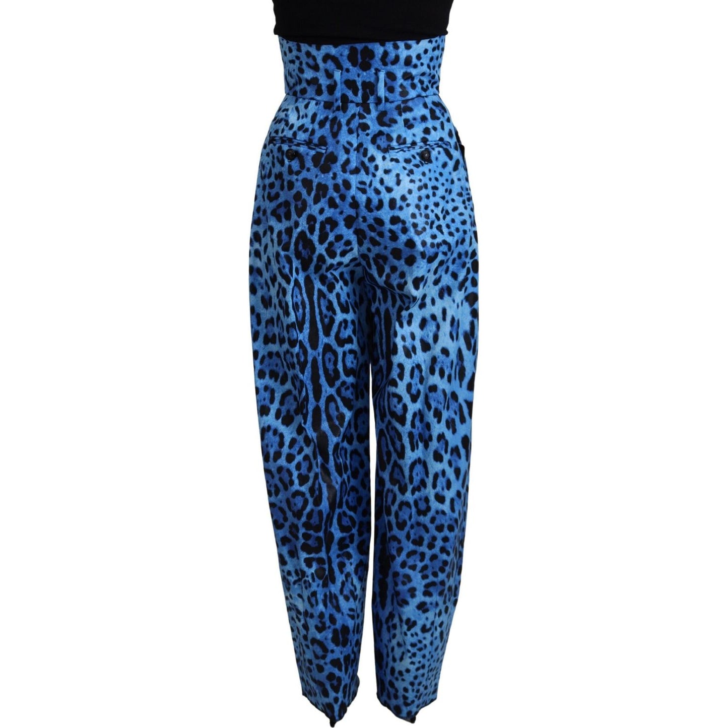 Dolce & Gabbana Elegant High Waist Straight Pants Dolce & Gabbana Midnight Blue