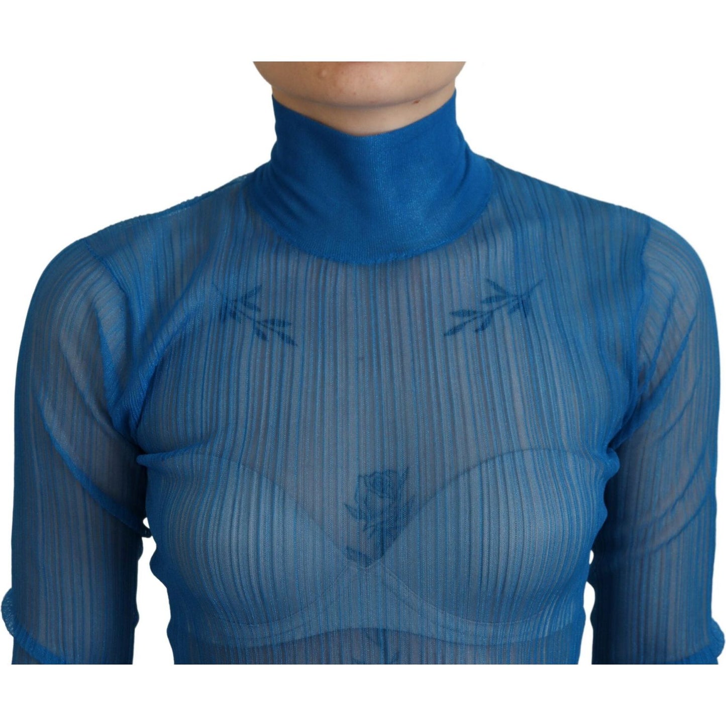 Dolce & Gabbana Elegant Blue Mesh Blouse Top Dolce & Gabbana Dark Slate Gray
