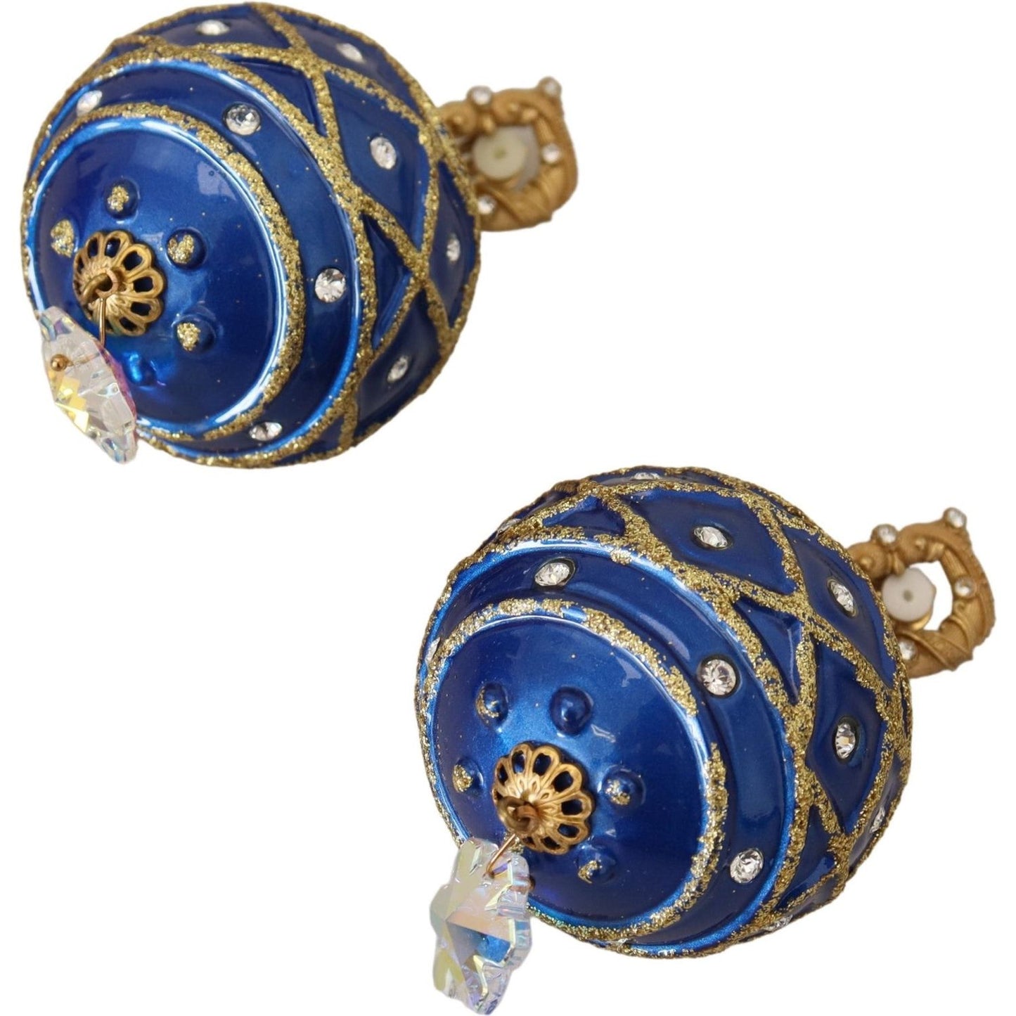 Dolce & Gabbana Elegant Dangling Crystal Christmas Ball Earrings Earrings Dolce & Gabbana Dark Slate Gray