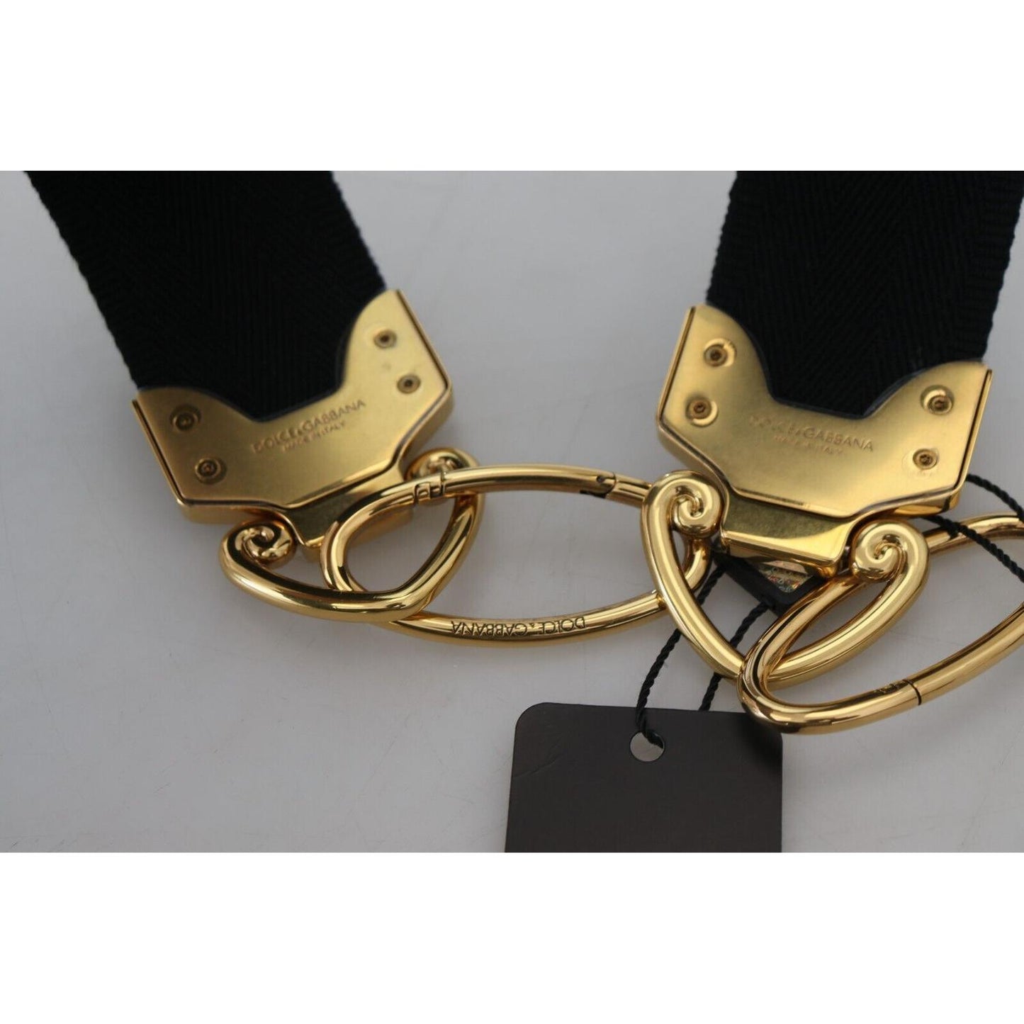 Dolce & Gabbana Elegant Gold Black Shoulder Bag Strap Dolce & Gabbana Dark Gray