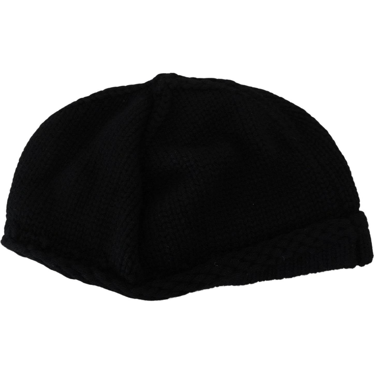 Dolce & Gabbana Elegant Black Virgin Wool Beanie Hat Dolce & Gabbana Black