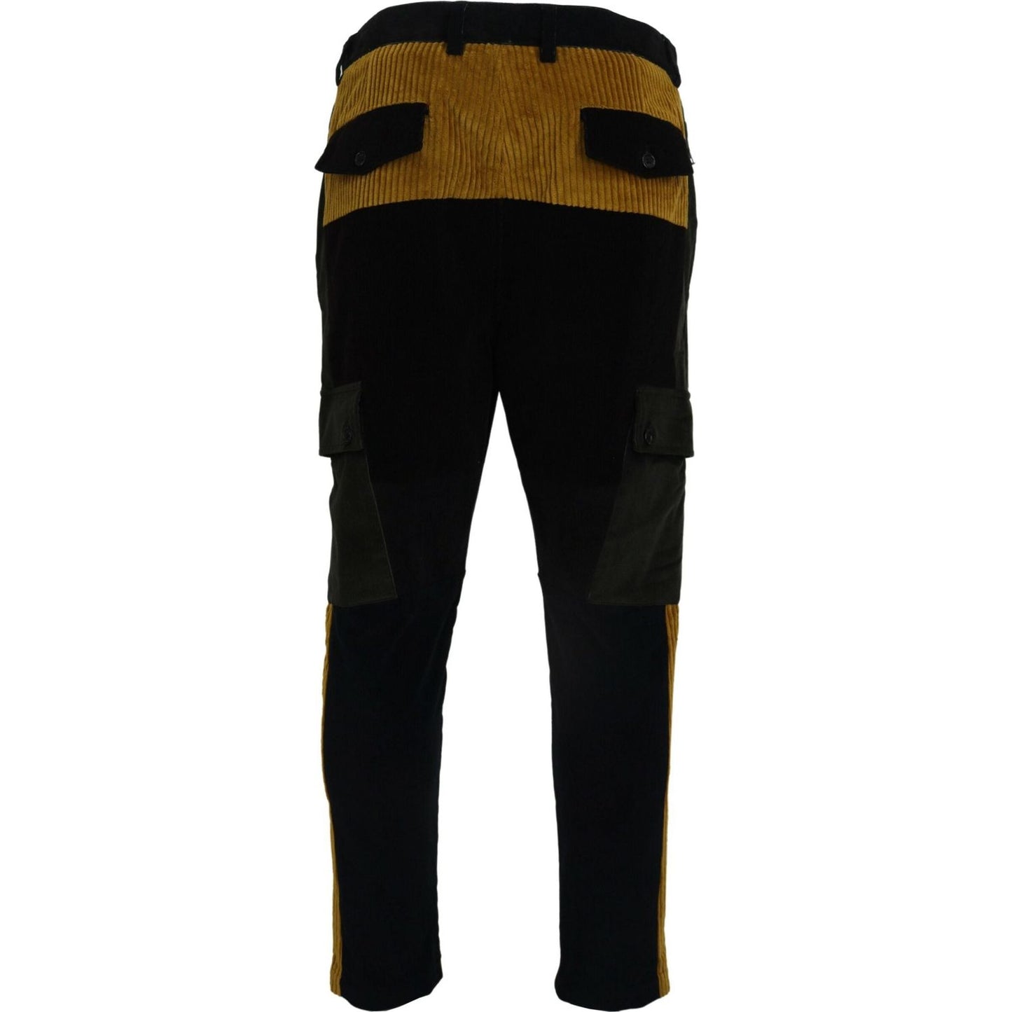 Dolce & Gabbana Elegant Black Tapered Trousers with Yellow Accent Dolce & Gabbana Black