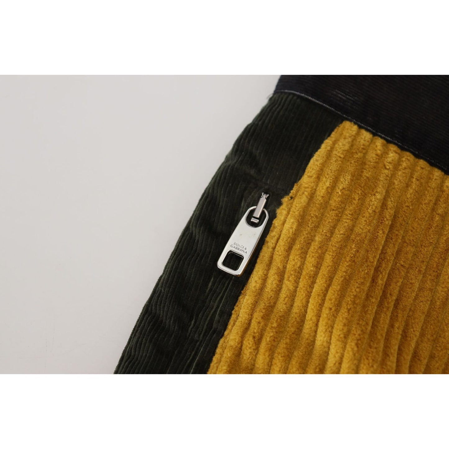 Dolce & Gabbana Elegant Black Tapered Trousers with Yellow Accent Dolce & Gabbana Light Gray
