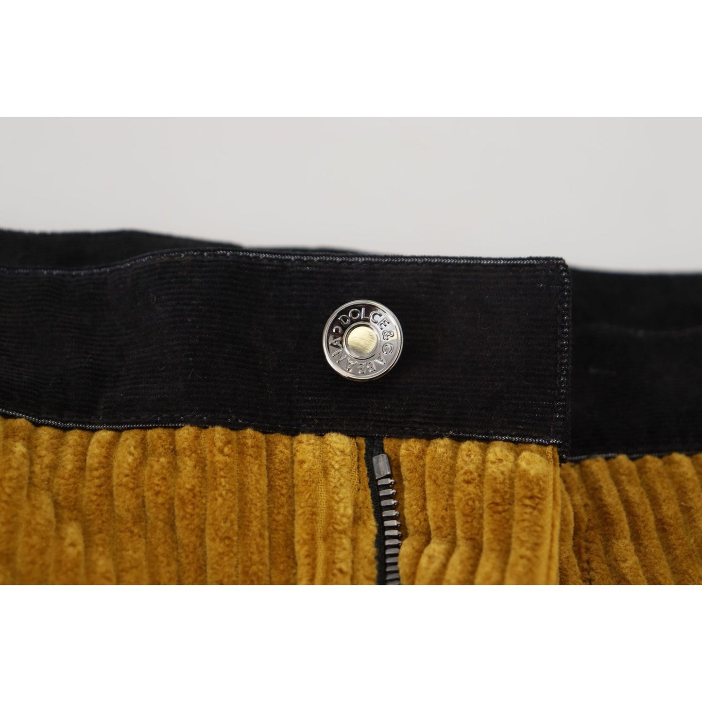 Dolce & Gabbana Elegant Black Tapered Trousers with Yellow Accent Dolce & Gabbana Black