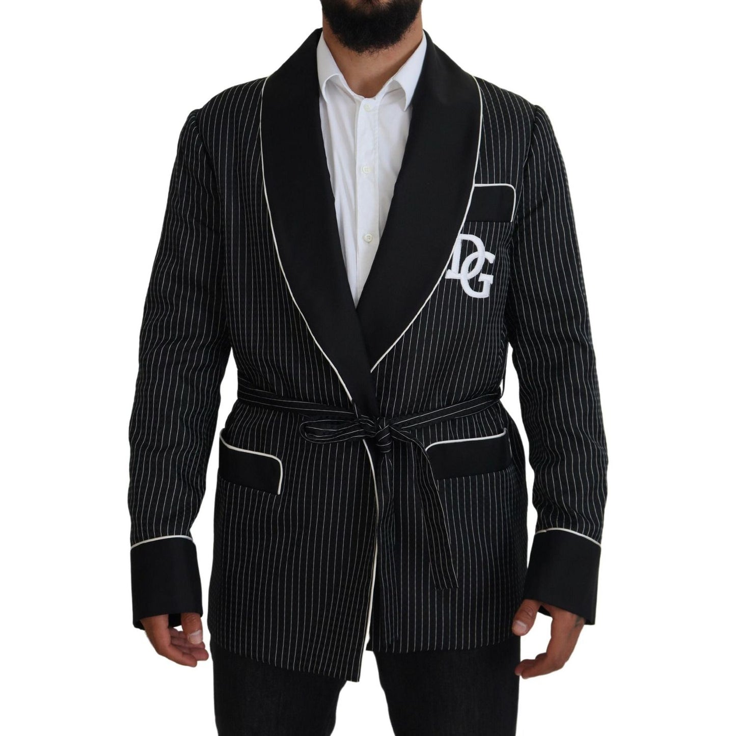Dolce & Gabbana Elegant Silk-Lined Robe Jacket Dolce & Gabbana Black