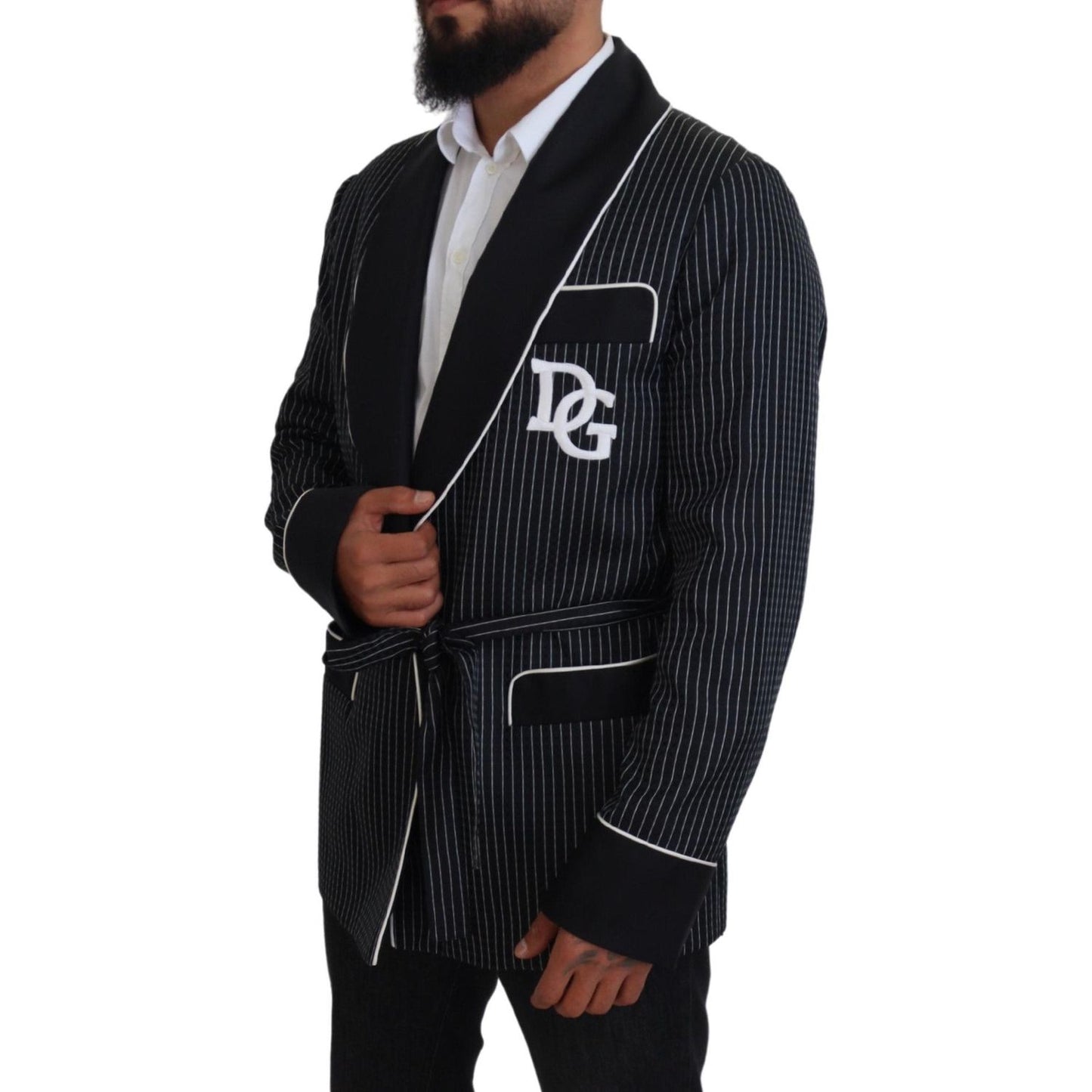 Dolce & Gabbana Elegant Silk-Lined Robe Jacket Dolce & Gabbana Black