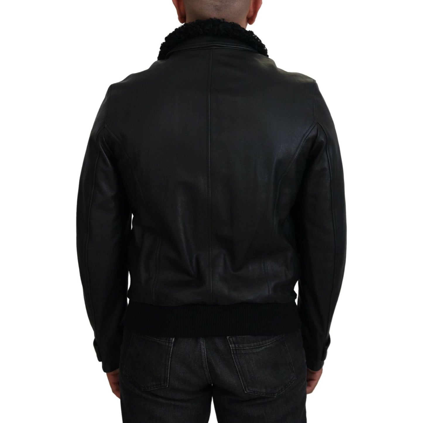 Dolce & Gabbana Chic Black Leather Silk-Lined Jacket Dolce & Gabbana Black