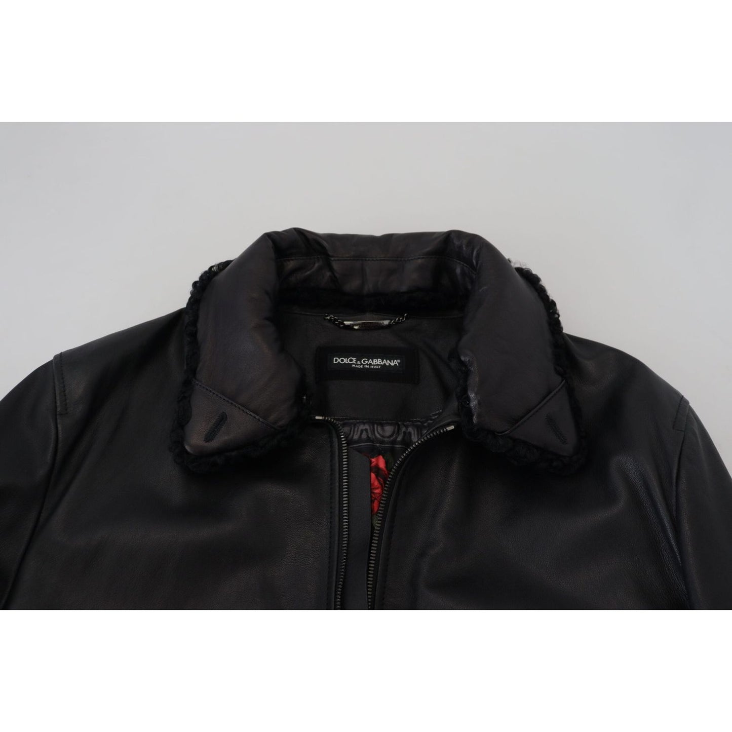 Dolce & Gabbana Chic Black Leather Silk-Lined Jacket Dolce & Gabbana Black
