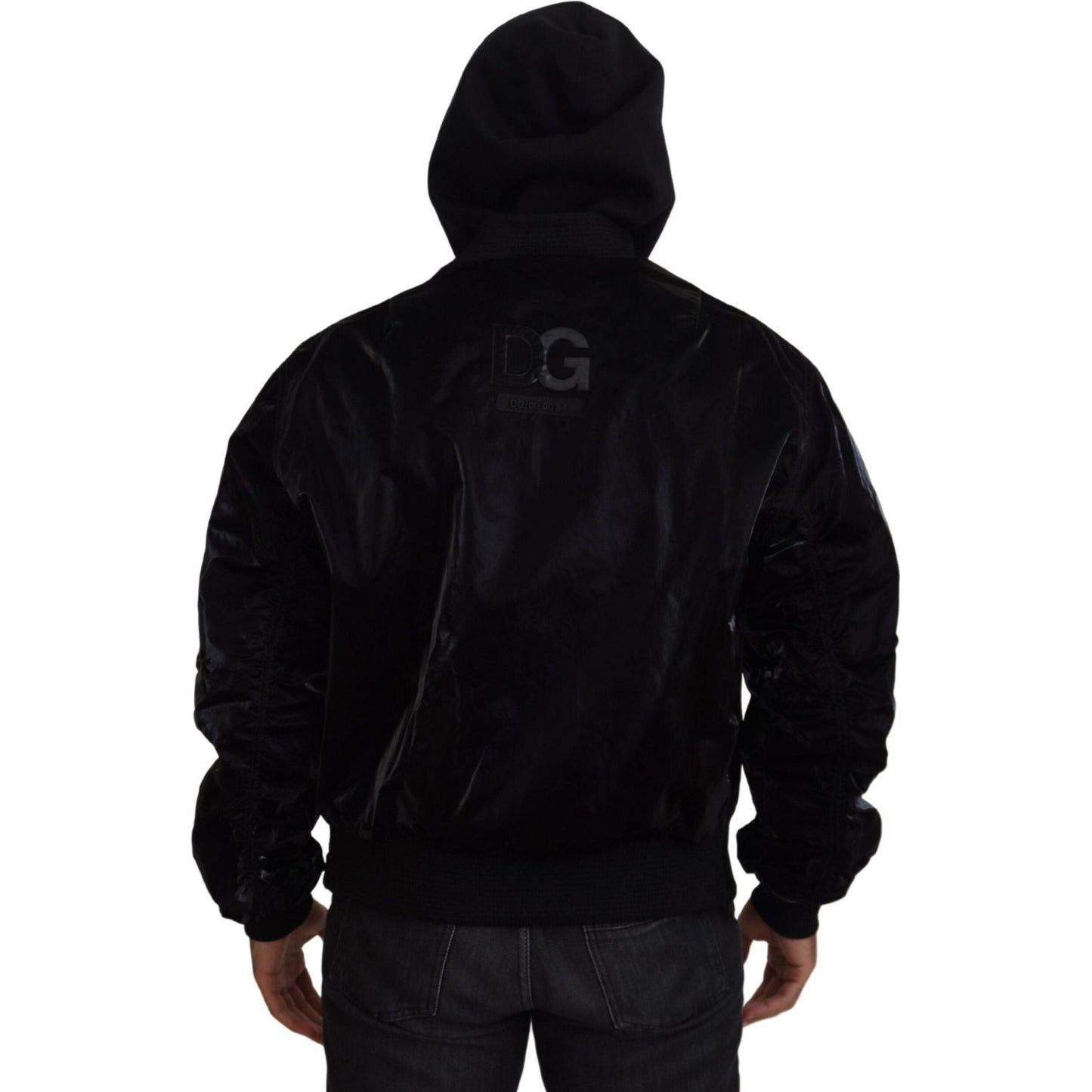 Dolce & Gabbana Elegant Black Bomber Hooded Jacket Dolce & Gabbana Black