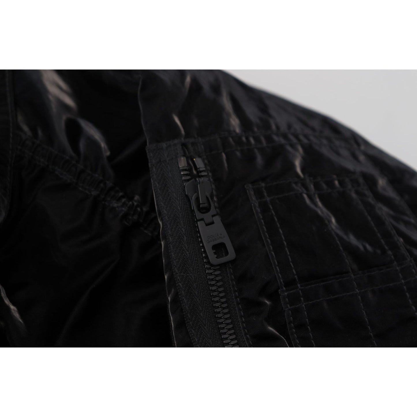 Dolce & Gabbana Elegant Black Bomber Hooded Jacket Dolce & Gabbana Black