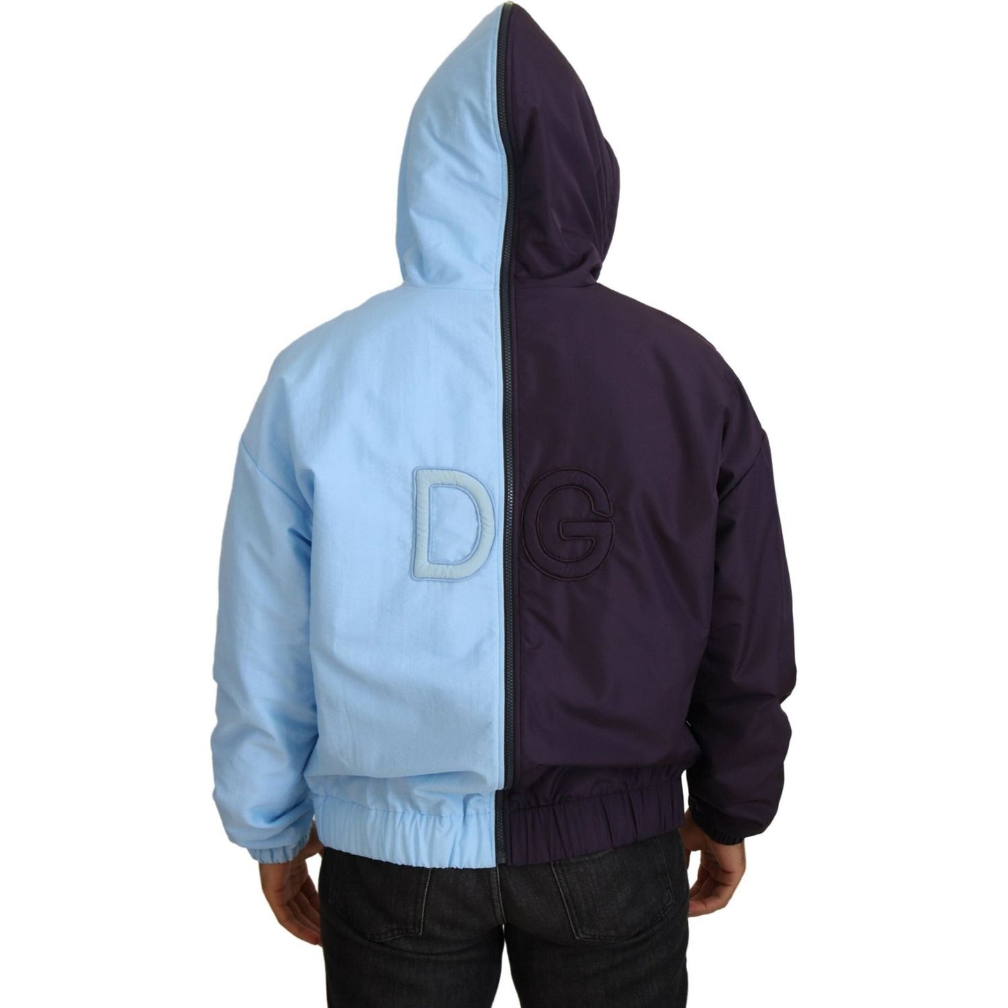 Dolce & Gabbana Elegant Hooded Blue Jacket - Full Zipper Closure Dolce & Gabbana Light Blue