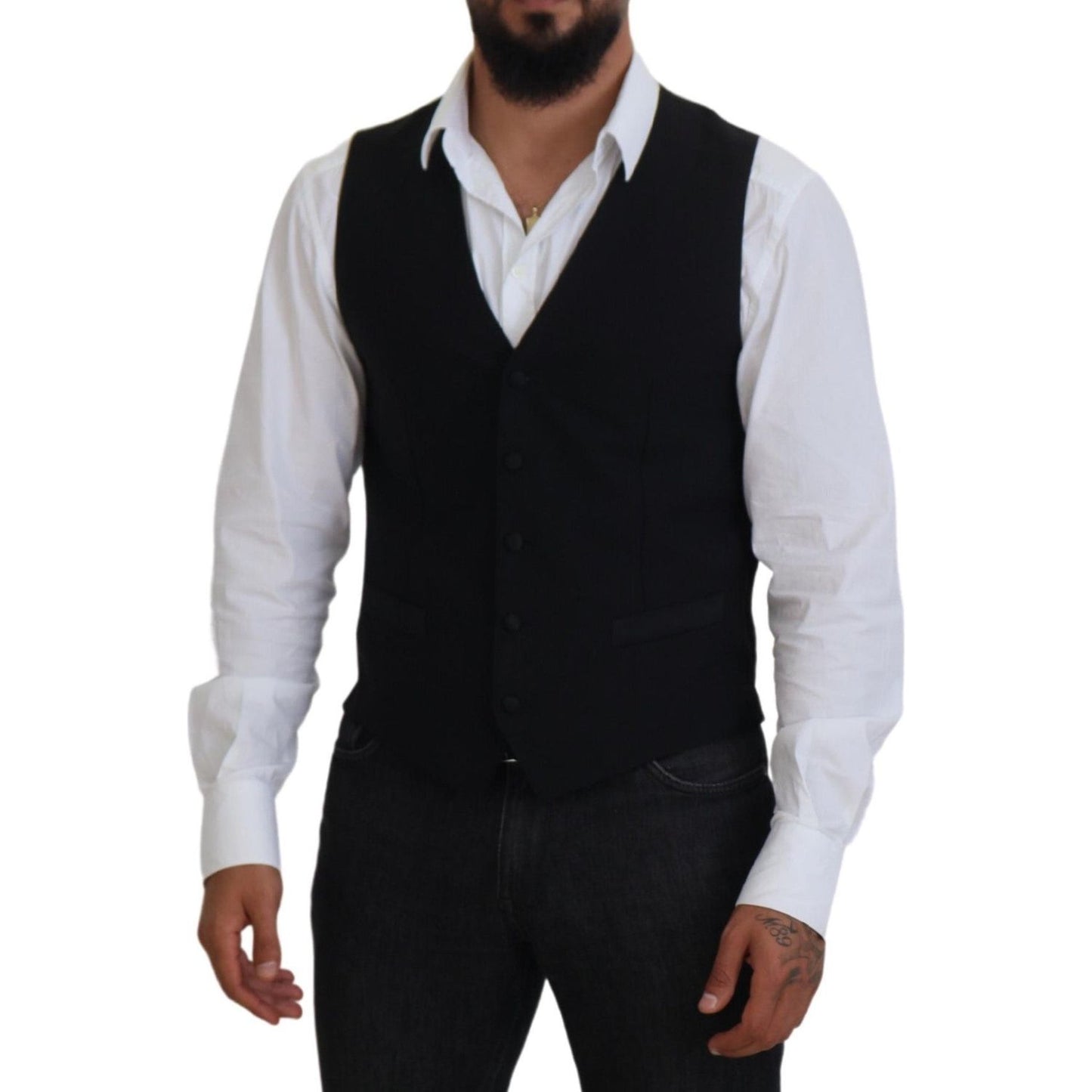 Dolce & Gabbana Elegant Black Formal Dress Vest Dolce & Gabbana Black