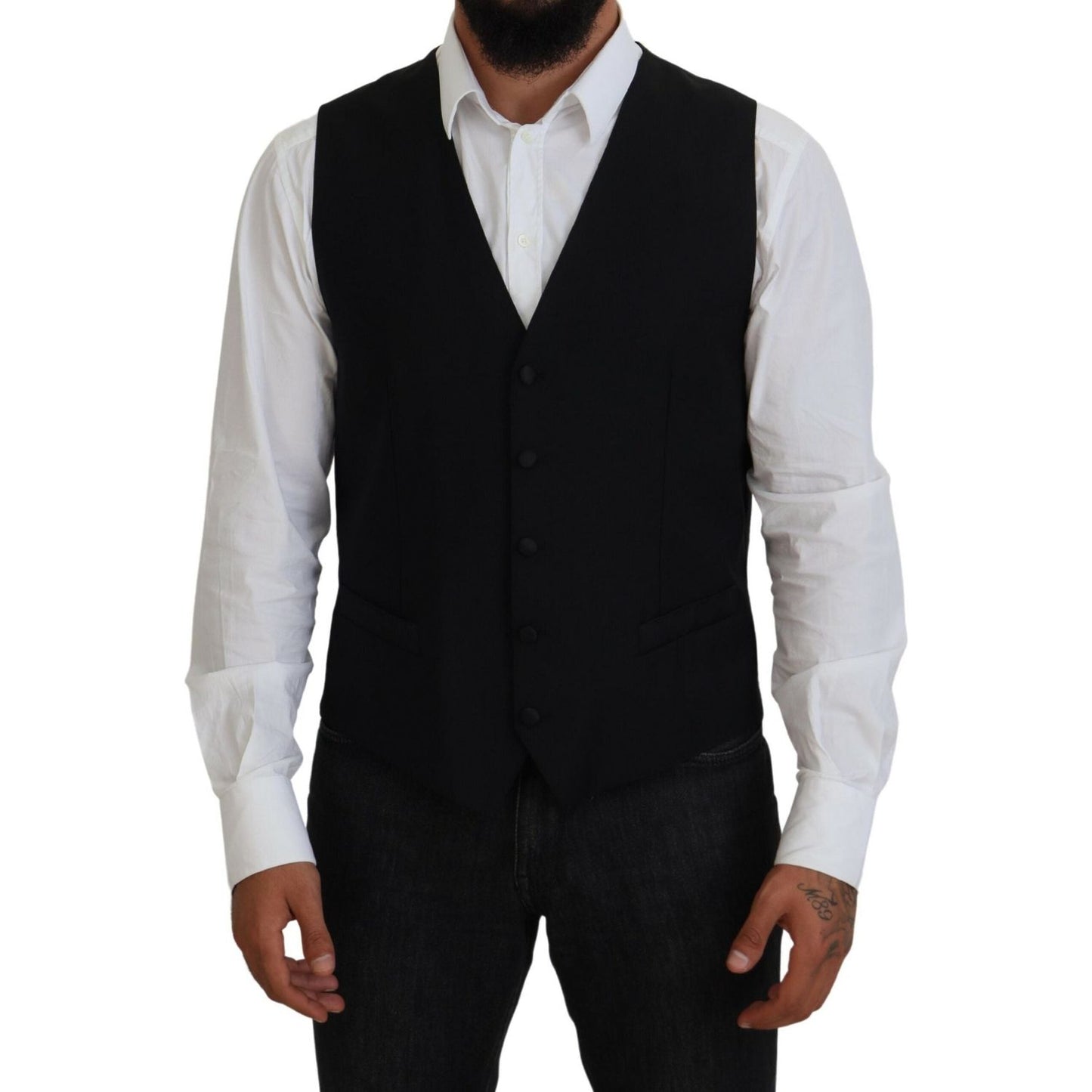 Dolce & Gabbana Elegant Single Breasted Formal Vest Dolce & Gabbana Black