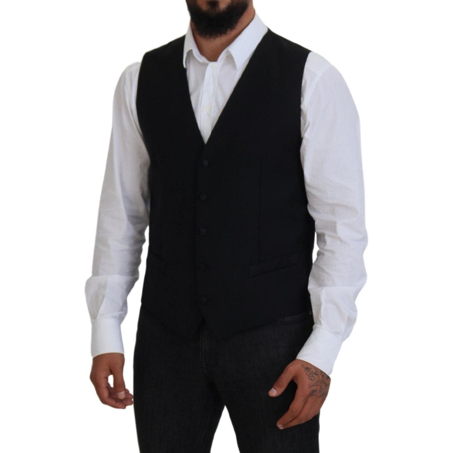 Dolce & Gabbana Elegant Single Breasted Formal Vest Dolce & Gabbana Black