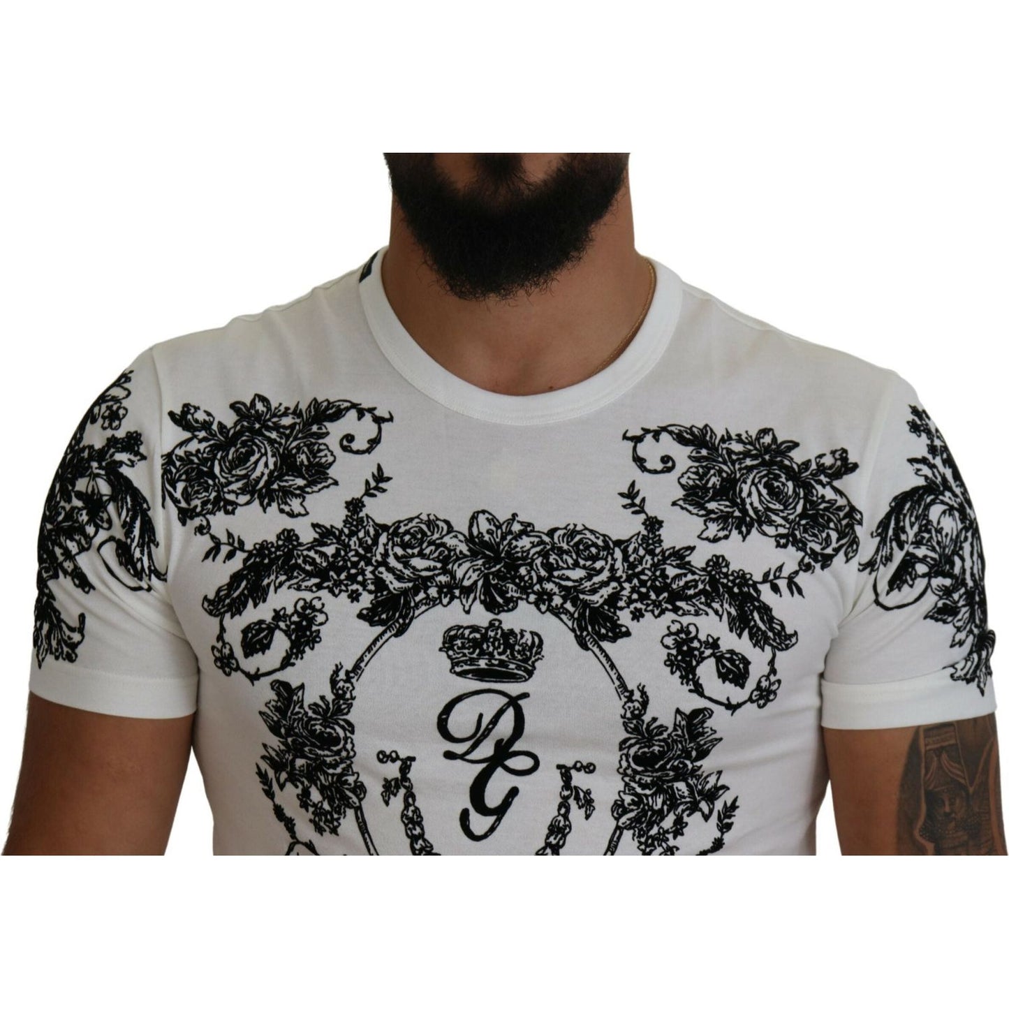 Dolce & Gabbana Elegant Floral Crown Tee Dolce & Gabbana Dark Gray