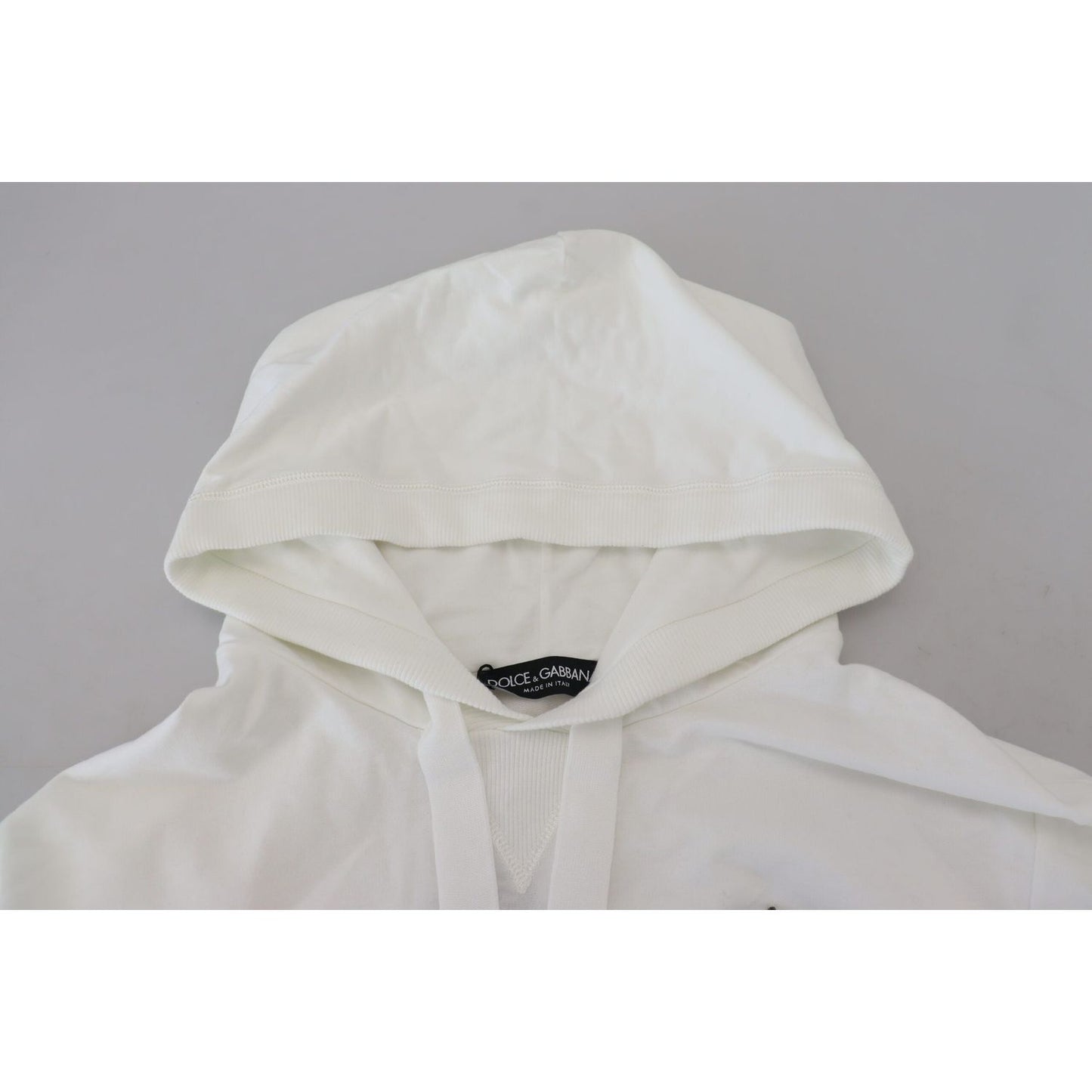 Dolce & Gabbana Elegant White Logo Hooded Sweatshirt Dolce & Gabbana Gray