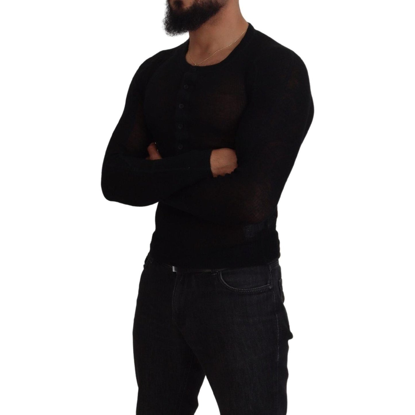 Dolce & Gabbana Elegant Black Cashmere Pullover Sweater Dolce & Gabbana Black