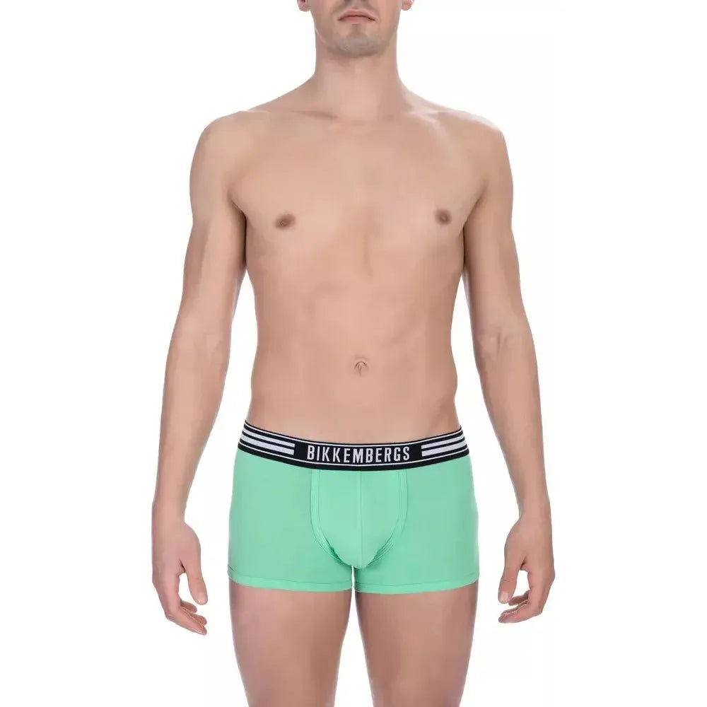 Bikkembergs Green Cotton Men Underwear Trunk Duo Bikkembergs Rosy Brown