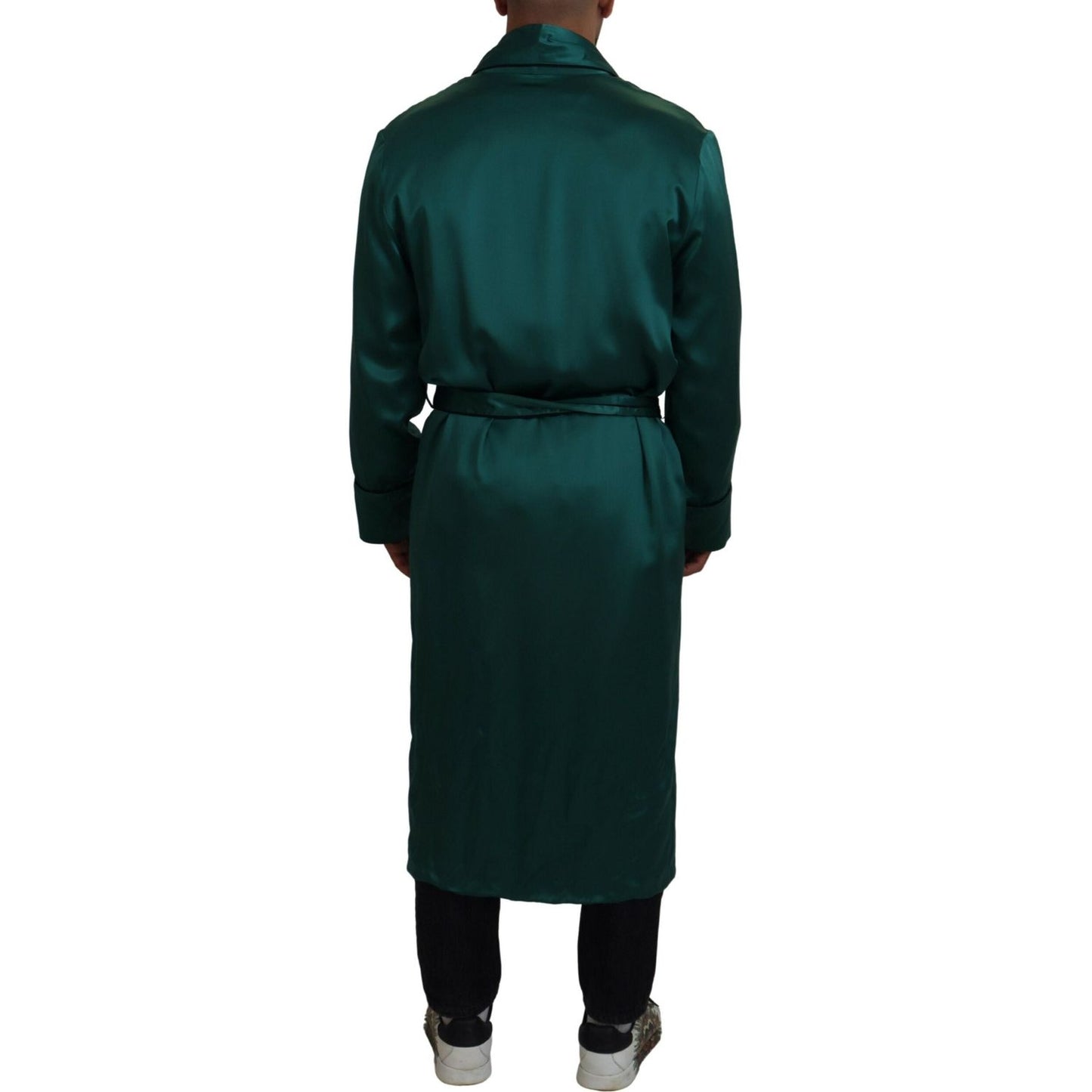 Dolce & Gabbana Elegant Silk Robe in Lush Green Dolce & Gabbana Black