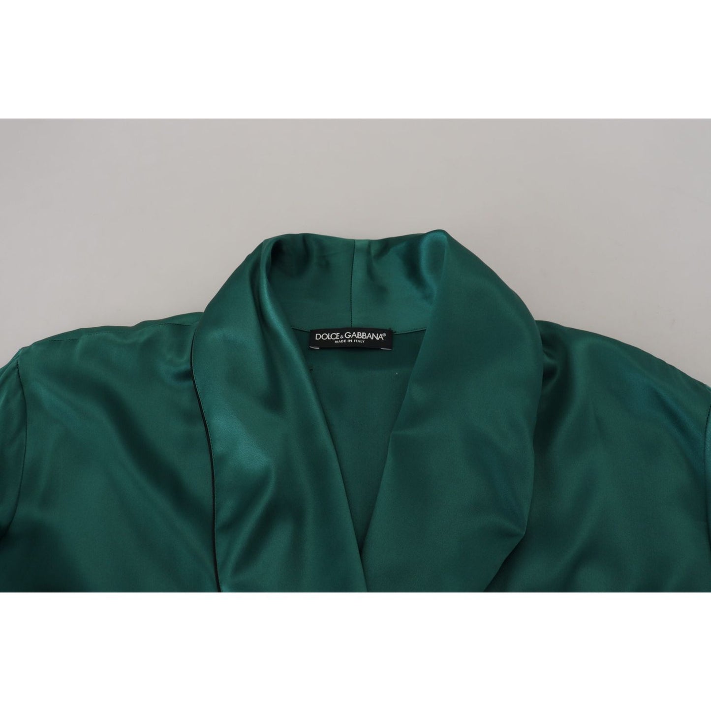 Dolce & Gabbana Elegant Silk Robe in Lush Green Dolce & Gabbana Dark Slate Gray