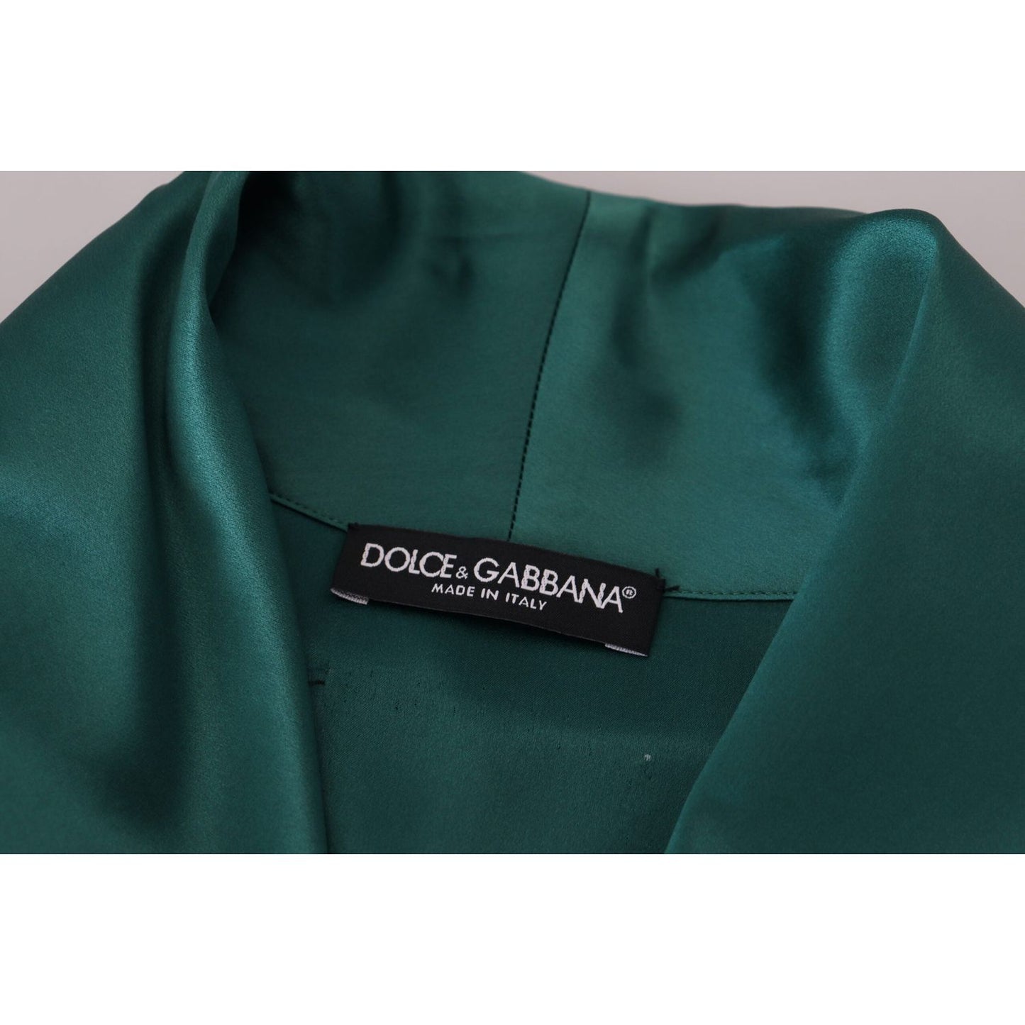 Dolce & Gabbana Elegant Silk Robe in Lush Green Dolce & Gabbana Dark Slate Gray