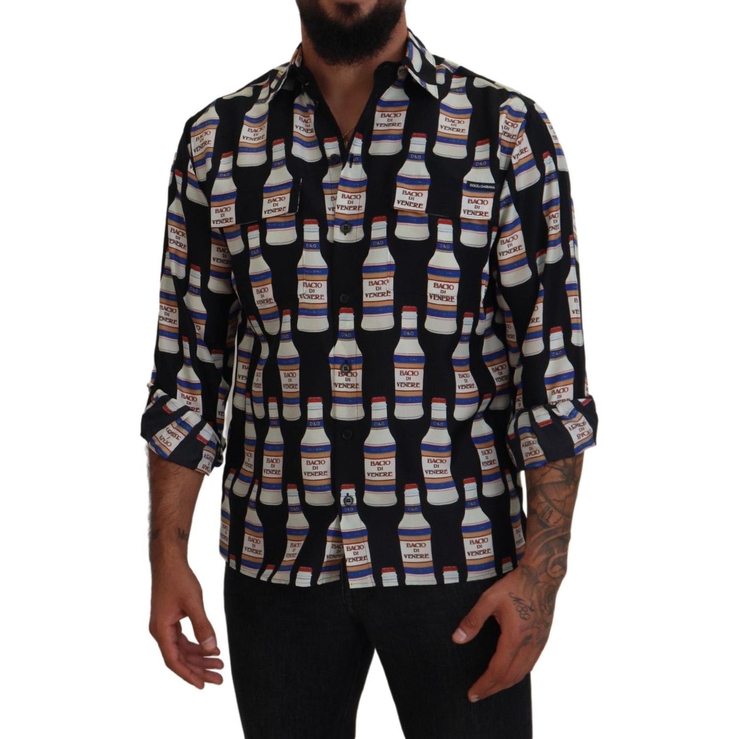 Dolce & Gabbana Elegant Silk Casual Long Sleeve Shirt Dolce & Gabbana Dark Gray