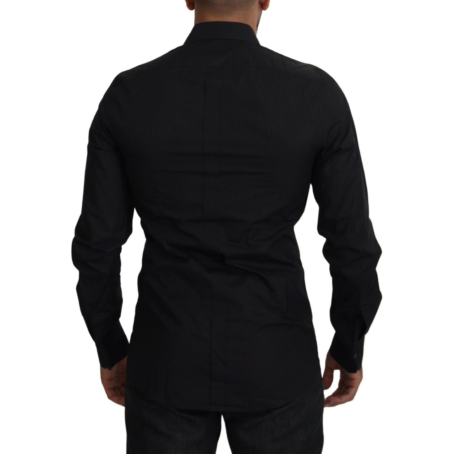 Dolce & Gabbana Elegant Floral Embroidered Cotton Shirt Dolce & Gabbana Black