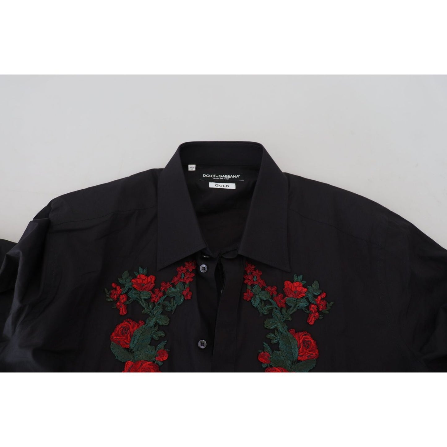 Dolce & Gabbana Elegant Floral Embroidered Cotton Shirt Dolce & Gabbana Black