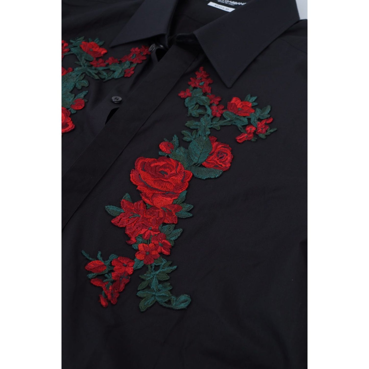 Dolce & Gabbana Elegant Floral Embroidered Cotton Shirt Dolce & Gabbana Black