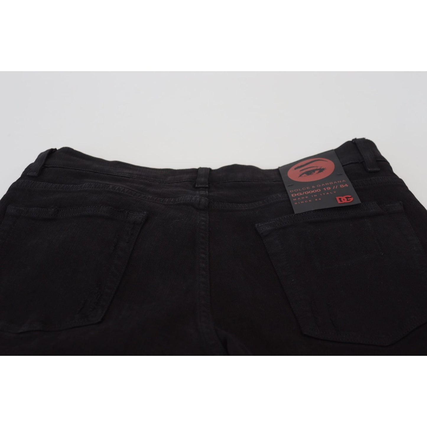 Dolce & Gabbana Svelte Black Tattered Slim Fit Denim Dolce & Gabbana Black