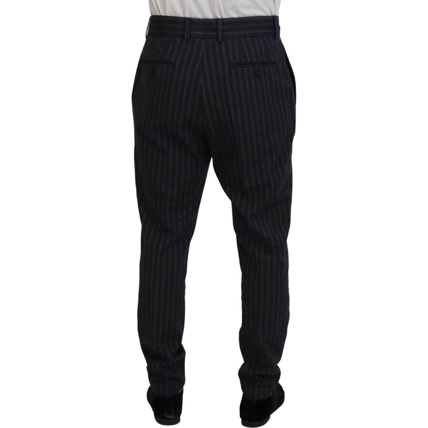 Dolce & Gabbana Elegant Striped Chino Dress Pants Dolce & Gabbana Black