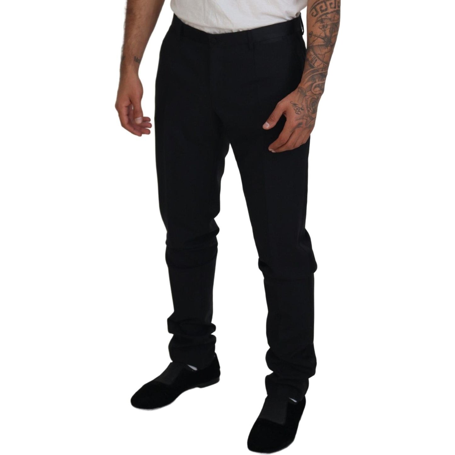 Dolce & Gabbana Elegant Black Dress Pants from Virgin Wool Blend Dolce & Gabbana Black
