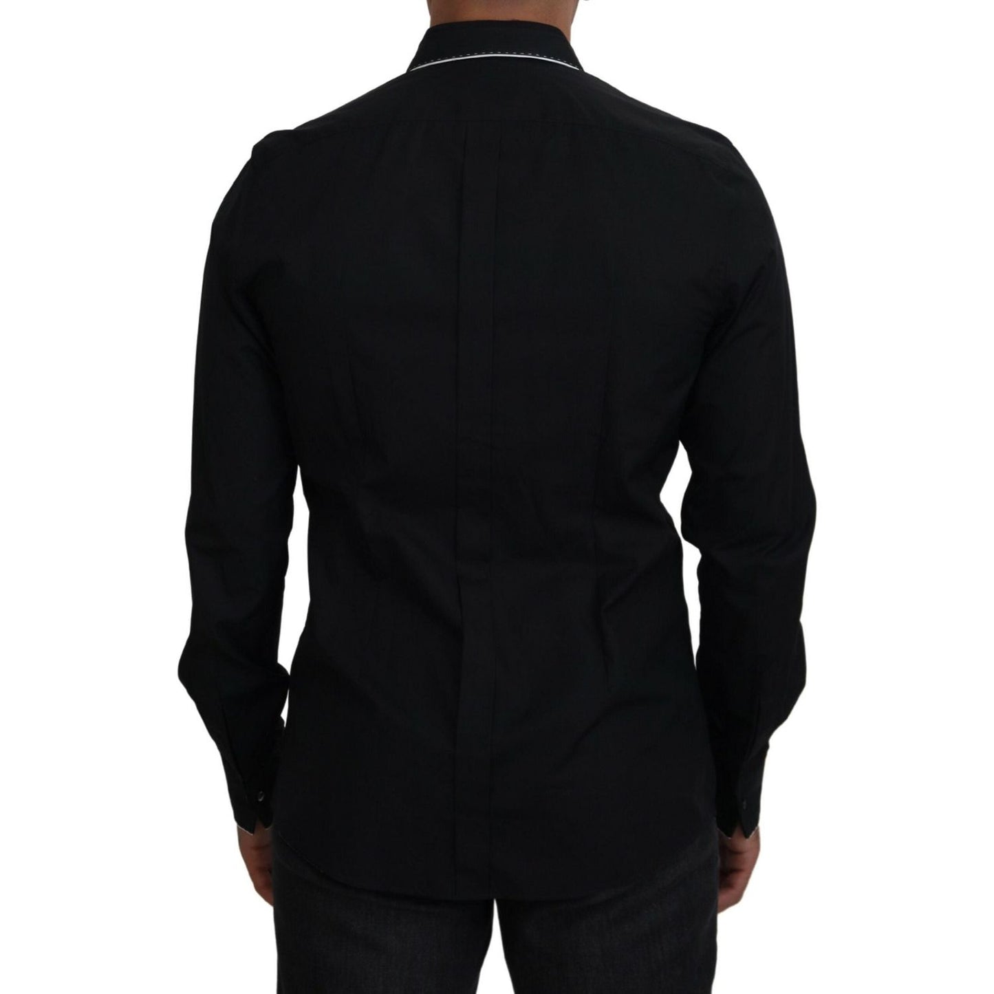 Dolce & Gabbana Elegant Slim Fit Tuxedo Dress Shirt Dolce & Gabbana Black