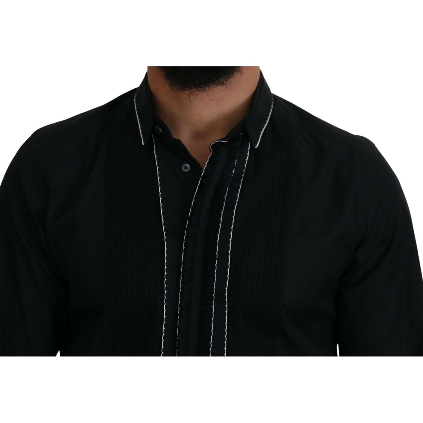 Dolce & Gabbana Elegant Slim Fit Tuxedo Dress Shirt Dolce & Gabbana Black